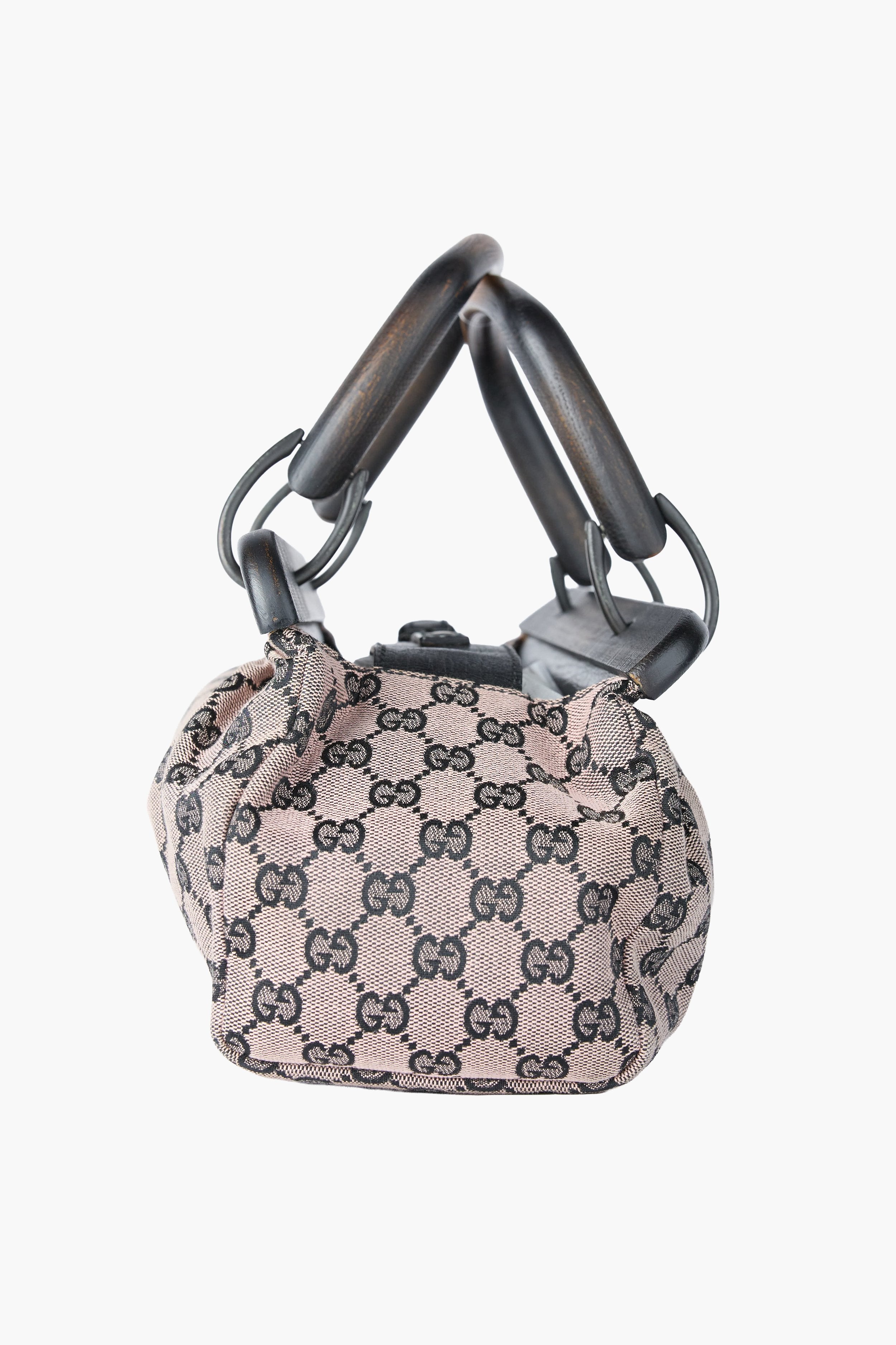 Gucci Beige & Black Wooden Handle Bag