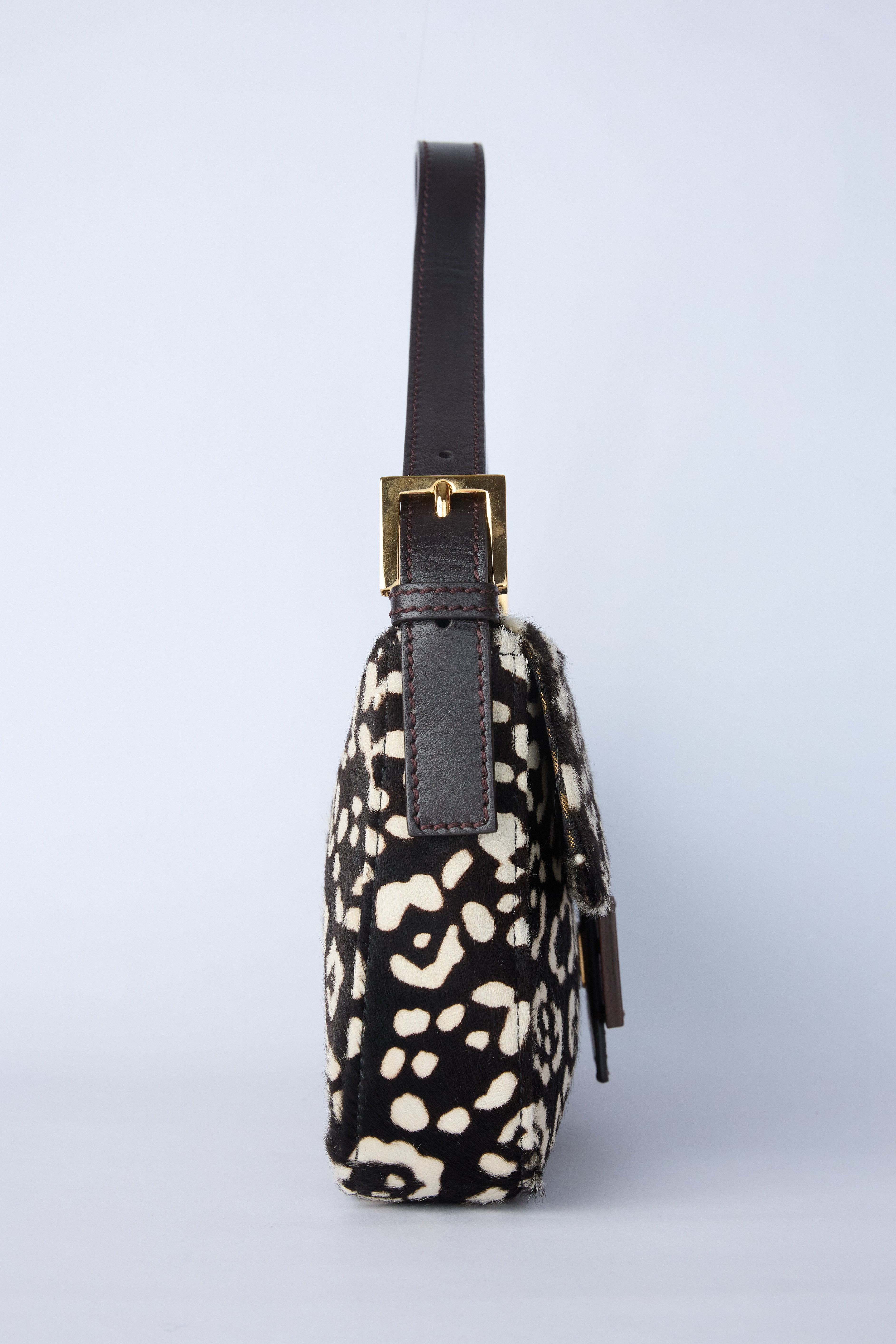 FENDI BLACK & WHITE LEOPARD PRINT BAGUETTE
