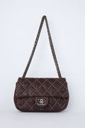 CHANEL BURGUNDY STUDDED FLAP