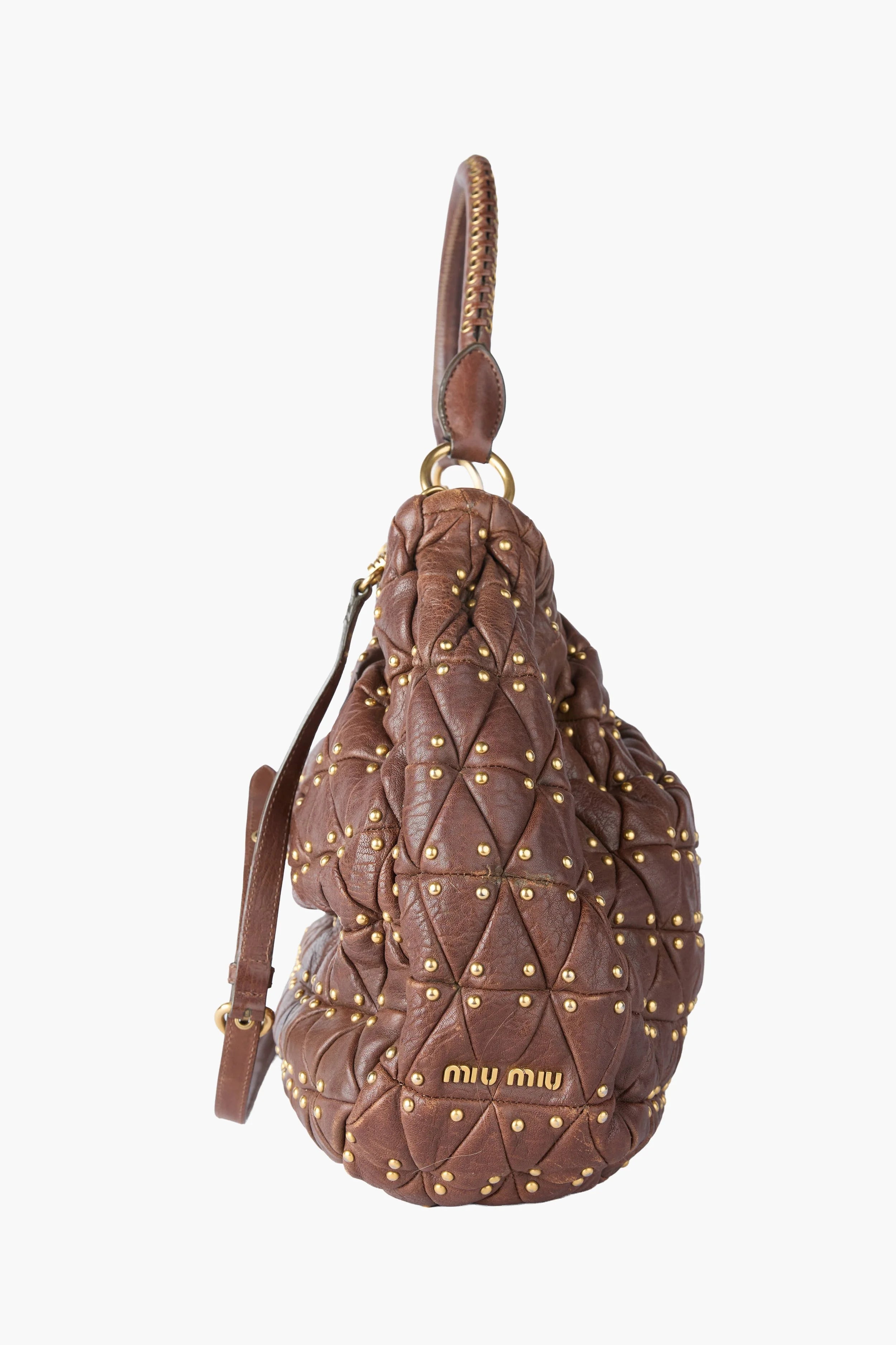 Miu Miu Studded Hobo Bag