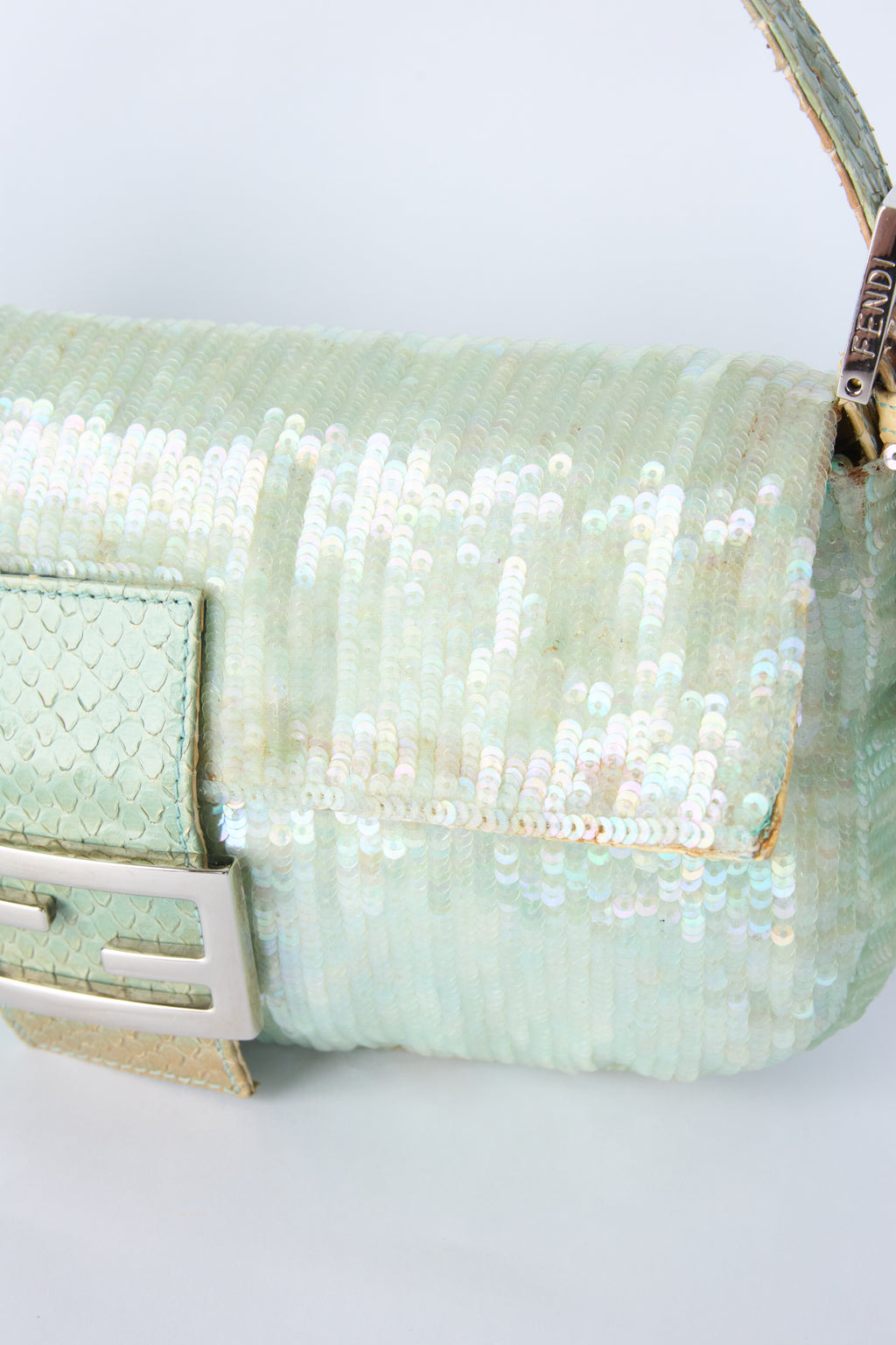 FENDI TEAL SEQUIN BAGUETTE