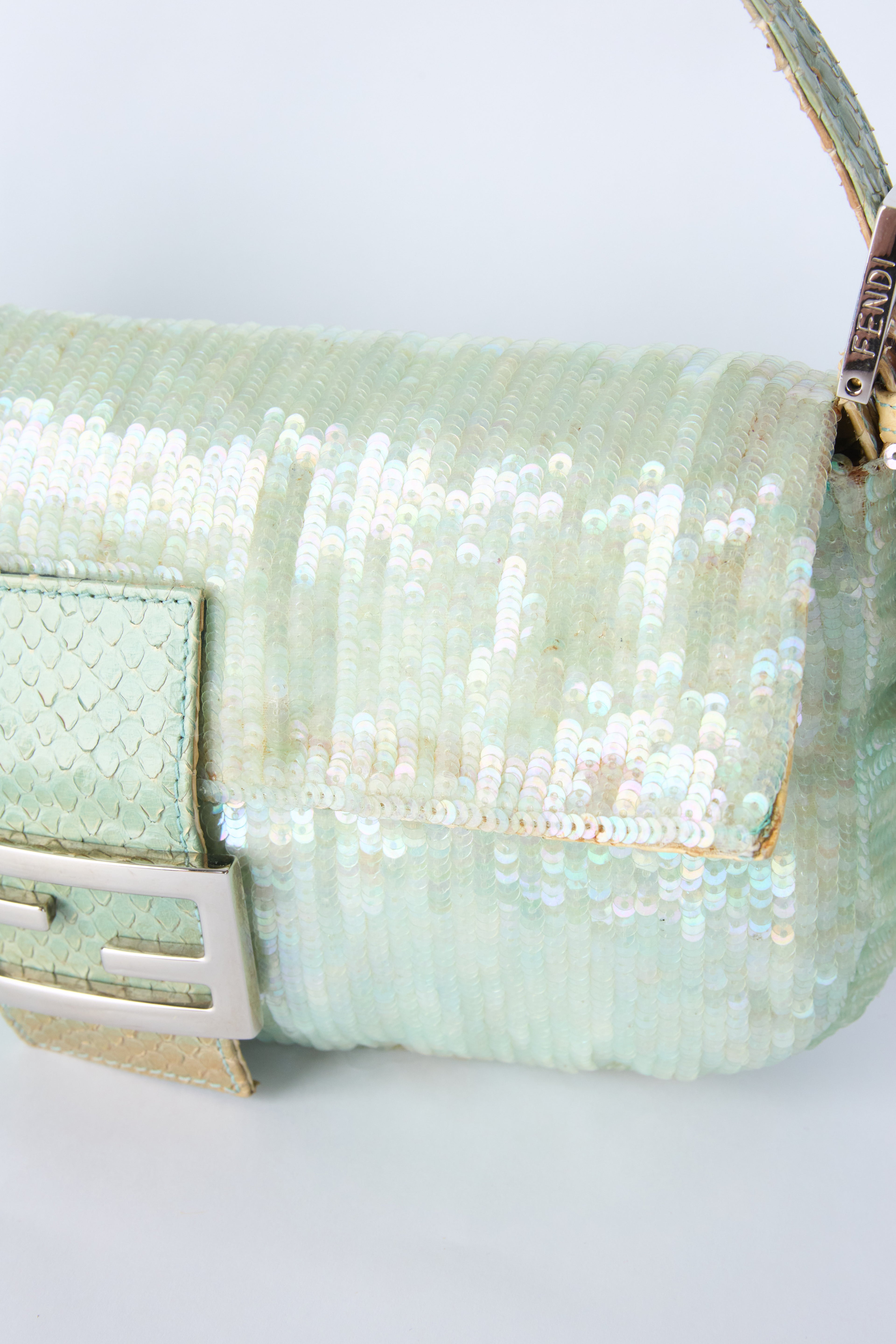 FENDI TEAL SEQUIN BAGUETTE