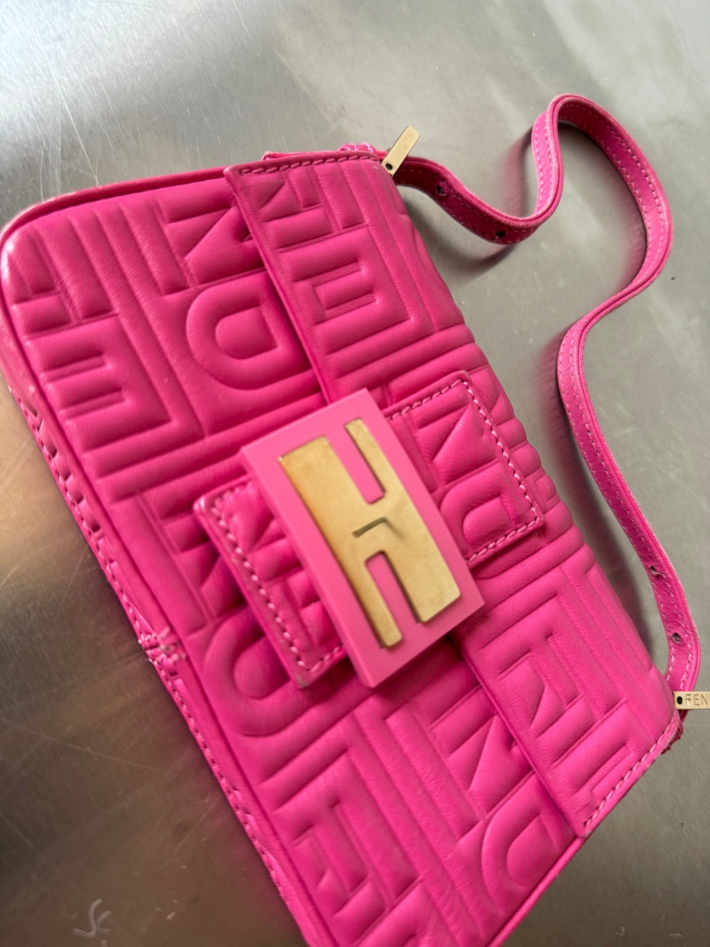 FENDI PINK NAPPA MINI BAGUETTE