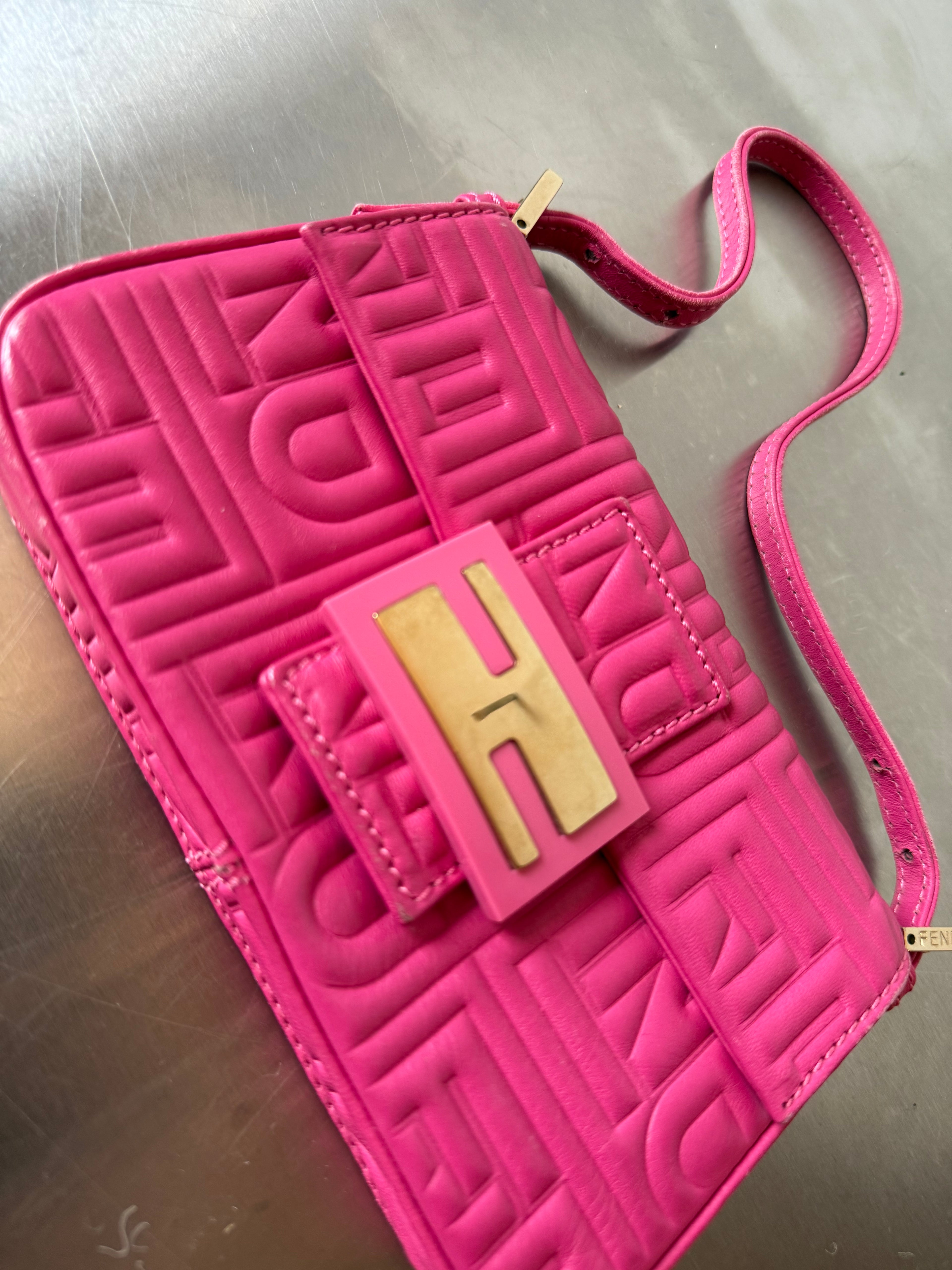 FENDI PINK NAPPA MINI BAGUETTE