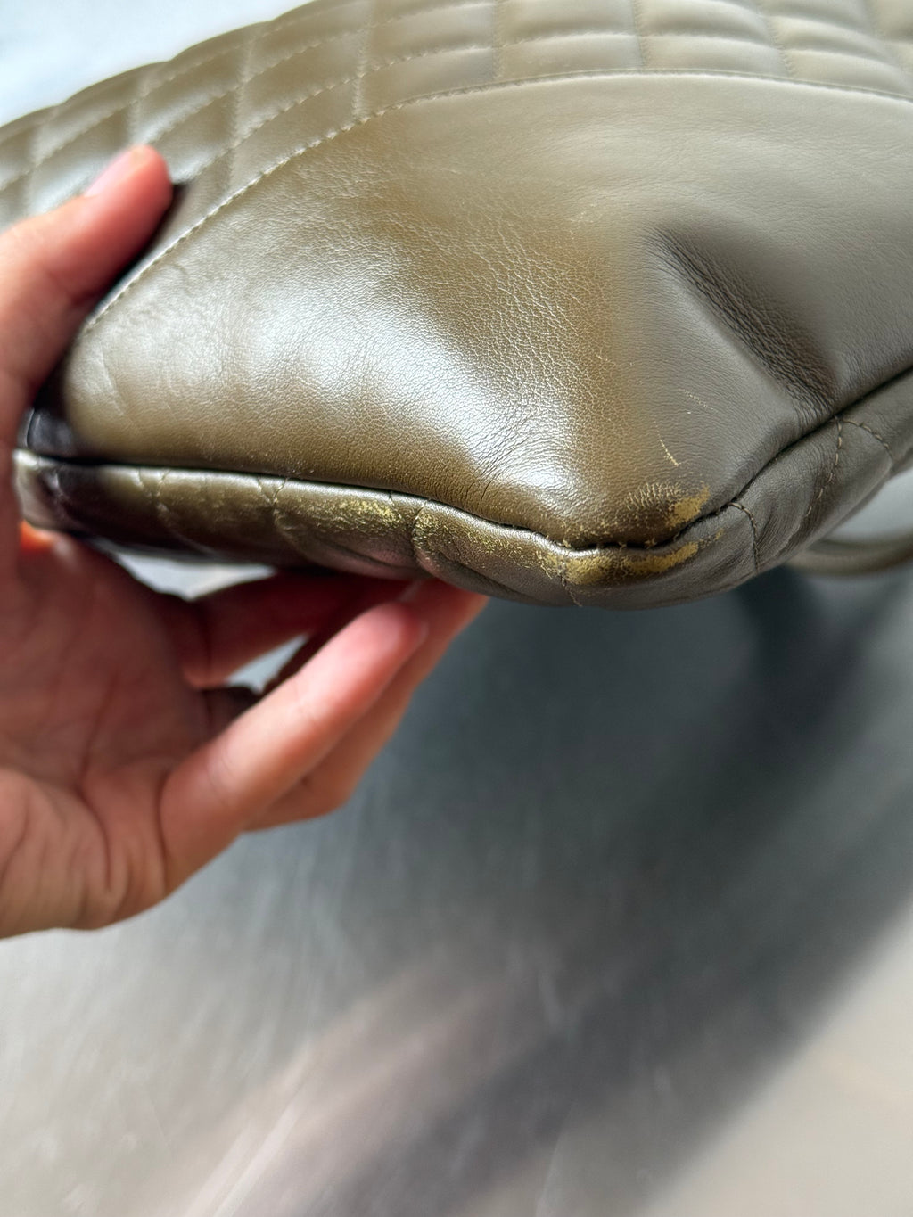 CHANEL KHAKI LIGNE CAMBON TOTE