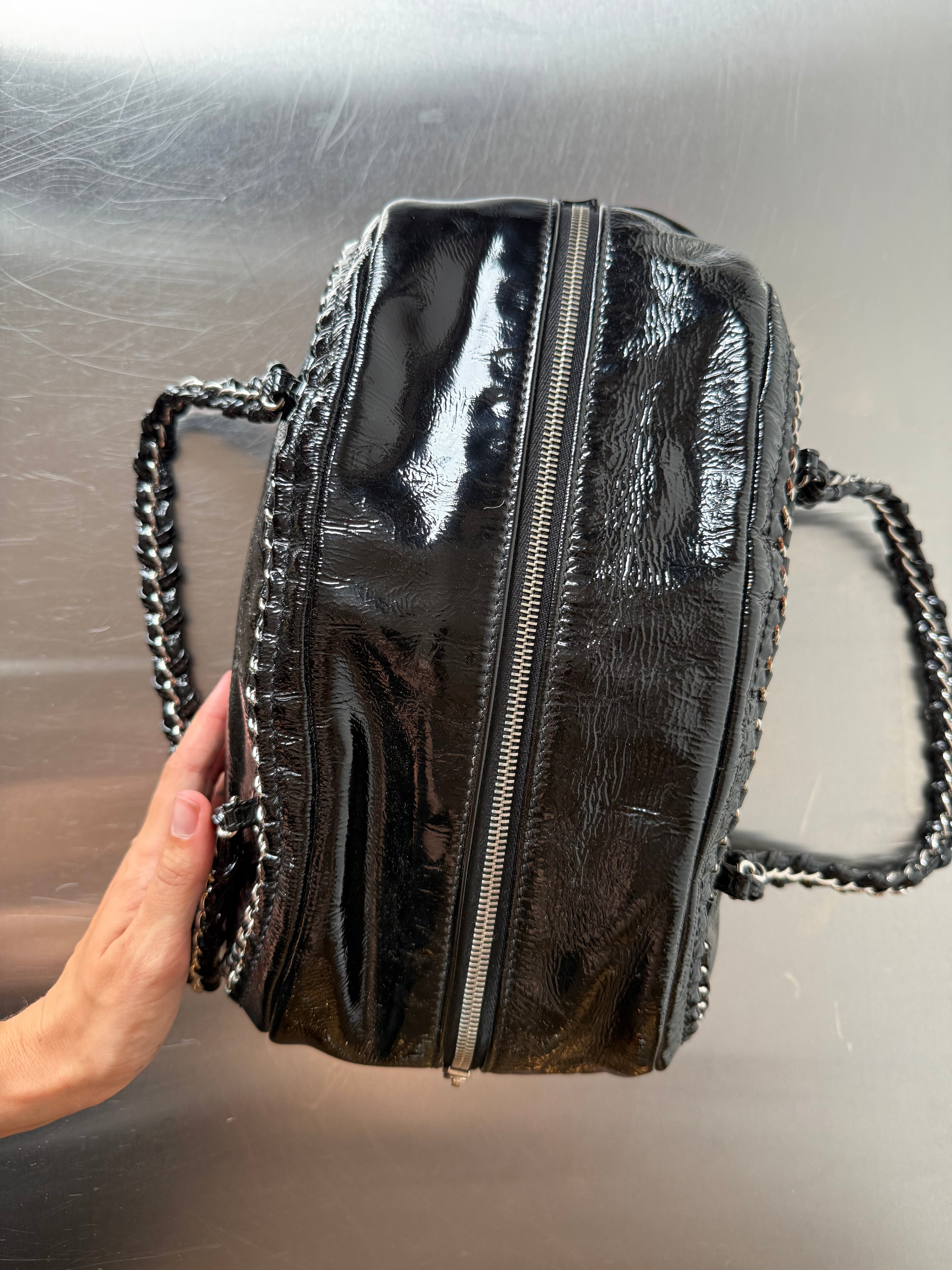 CHANEL PATENT LUX LIGNE MEDIUM BOWLER