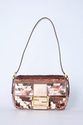 FENDI ROSE GOLD MINI SEQUIN BAGUETTE