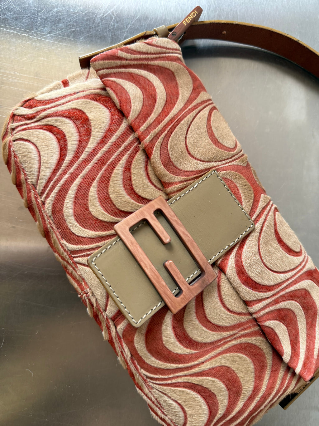 FENDI ORANGE SWIRL BAGUETTE