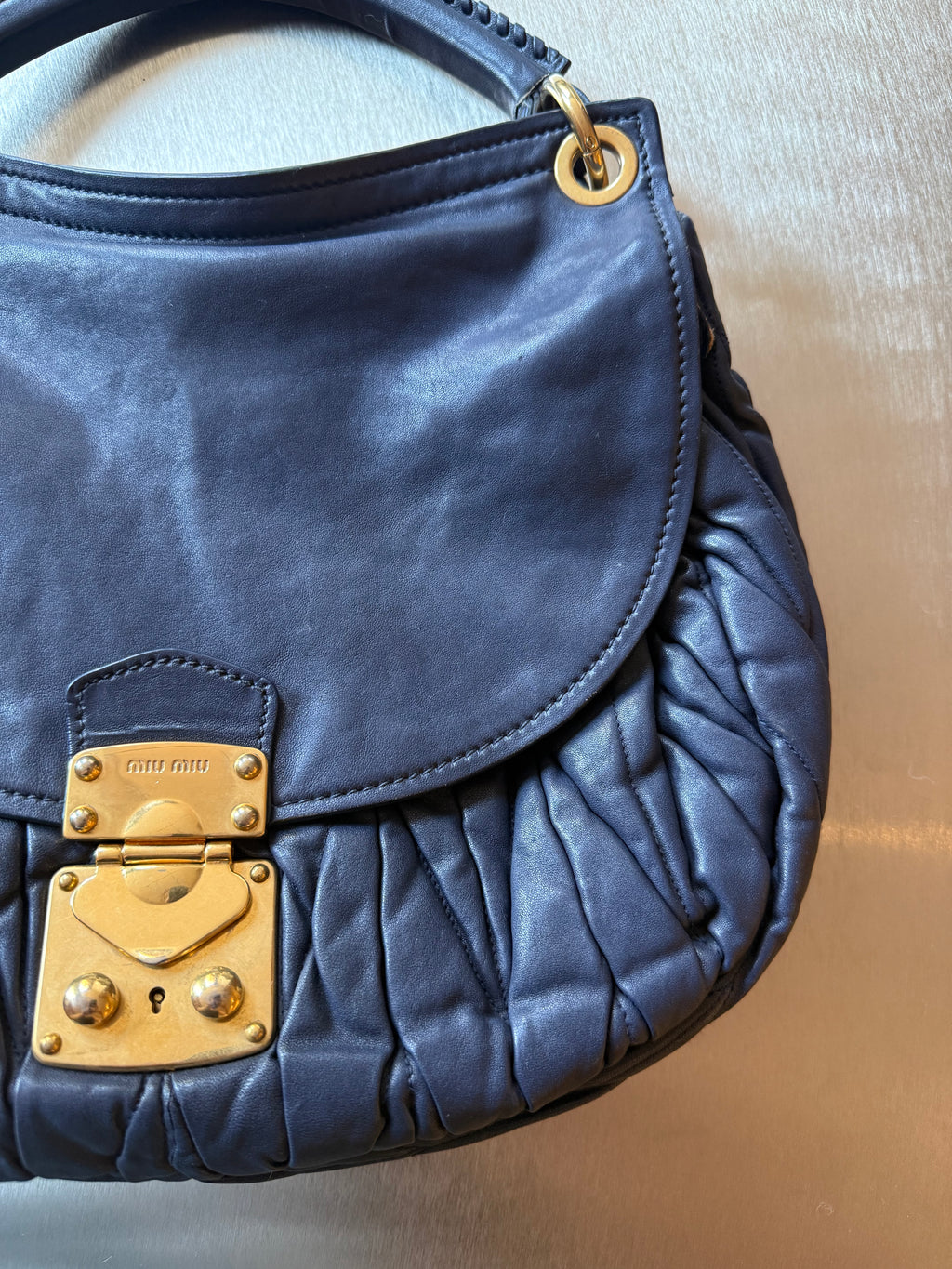 MIU MIU BLUE COFFER BAG