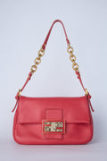 FENDI RED & GOLD CHAIN MINI MAMMA BAGUETTE