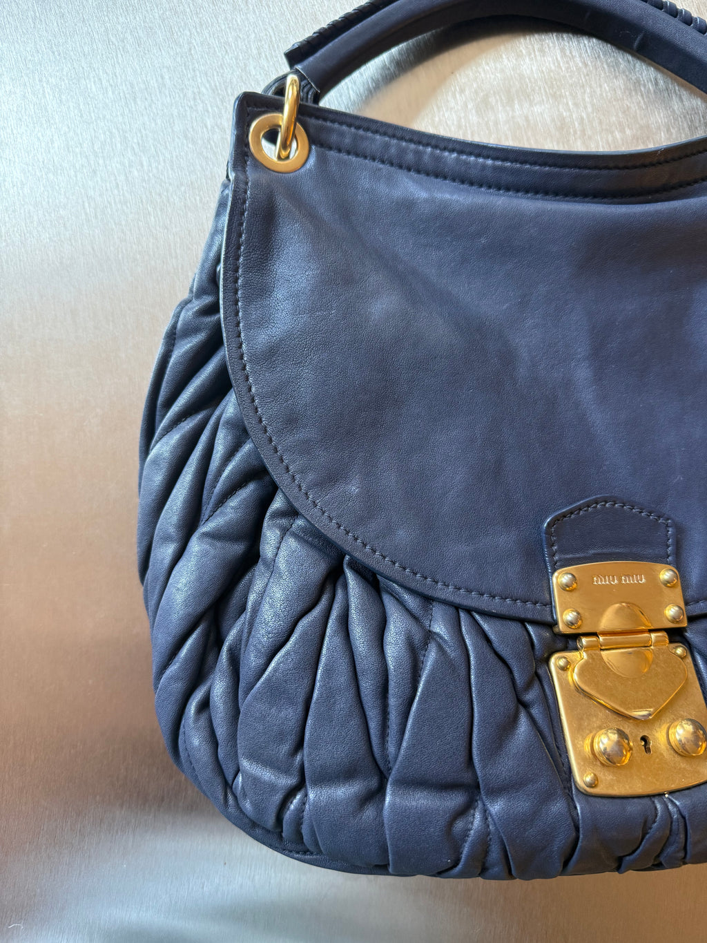MIU MIU BLUE COFFER BAG