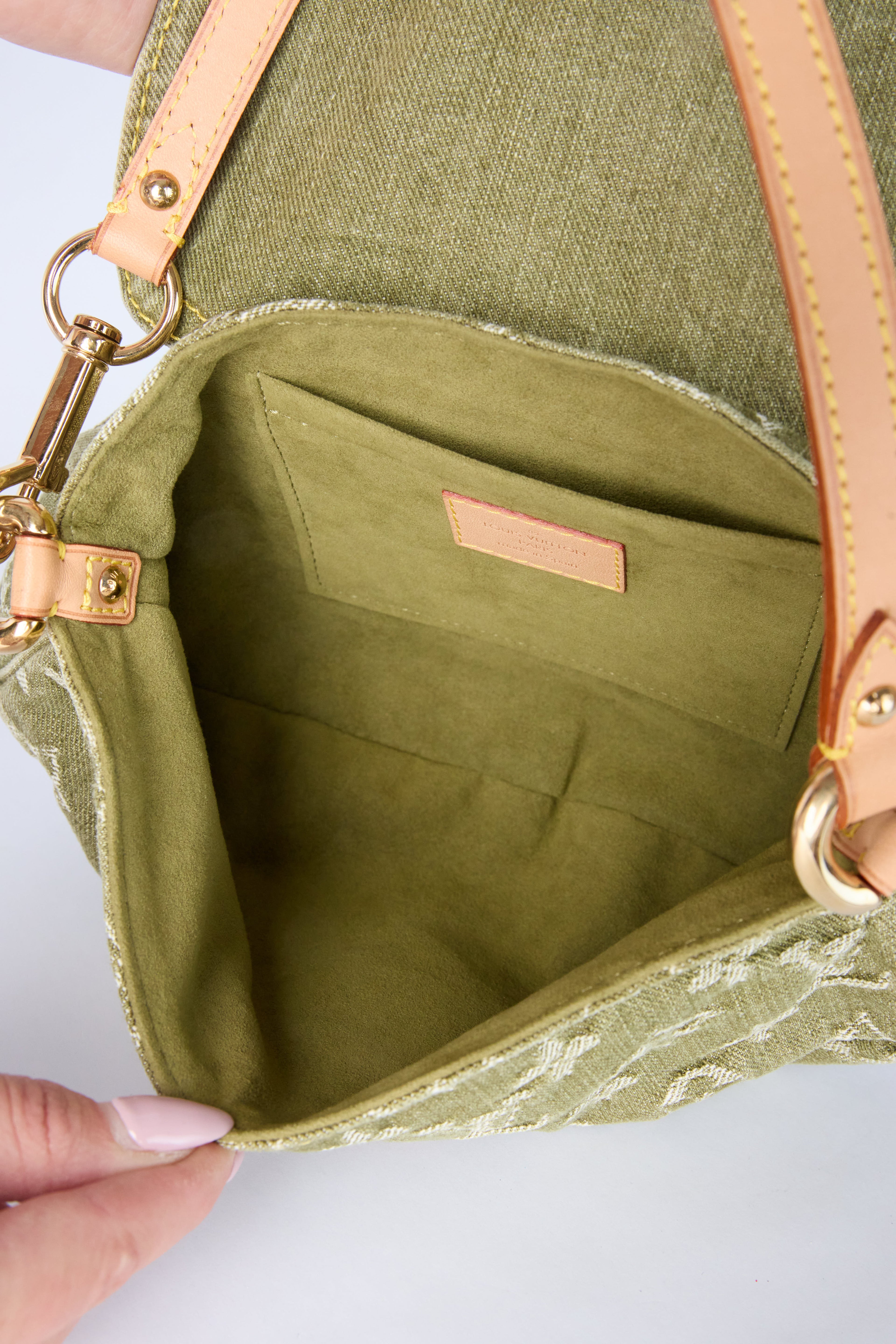 LOUIS VUITTON LICHEN GREEN DENIM PLEATY