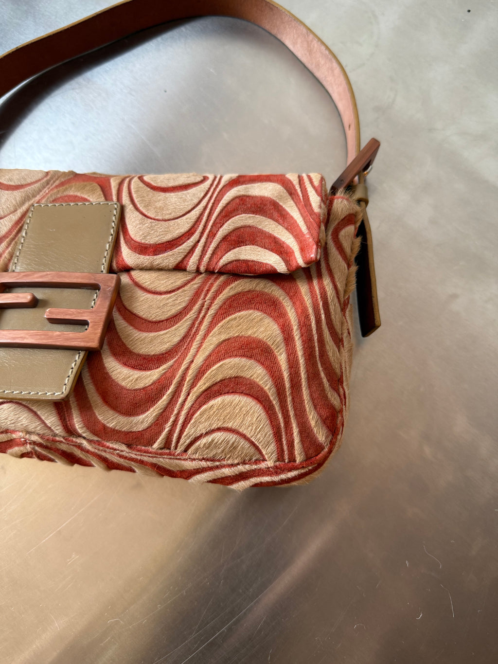 FENDI ORANGE SWIRL BAGUETTE