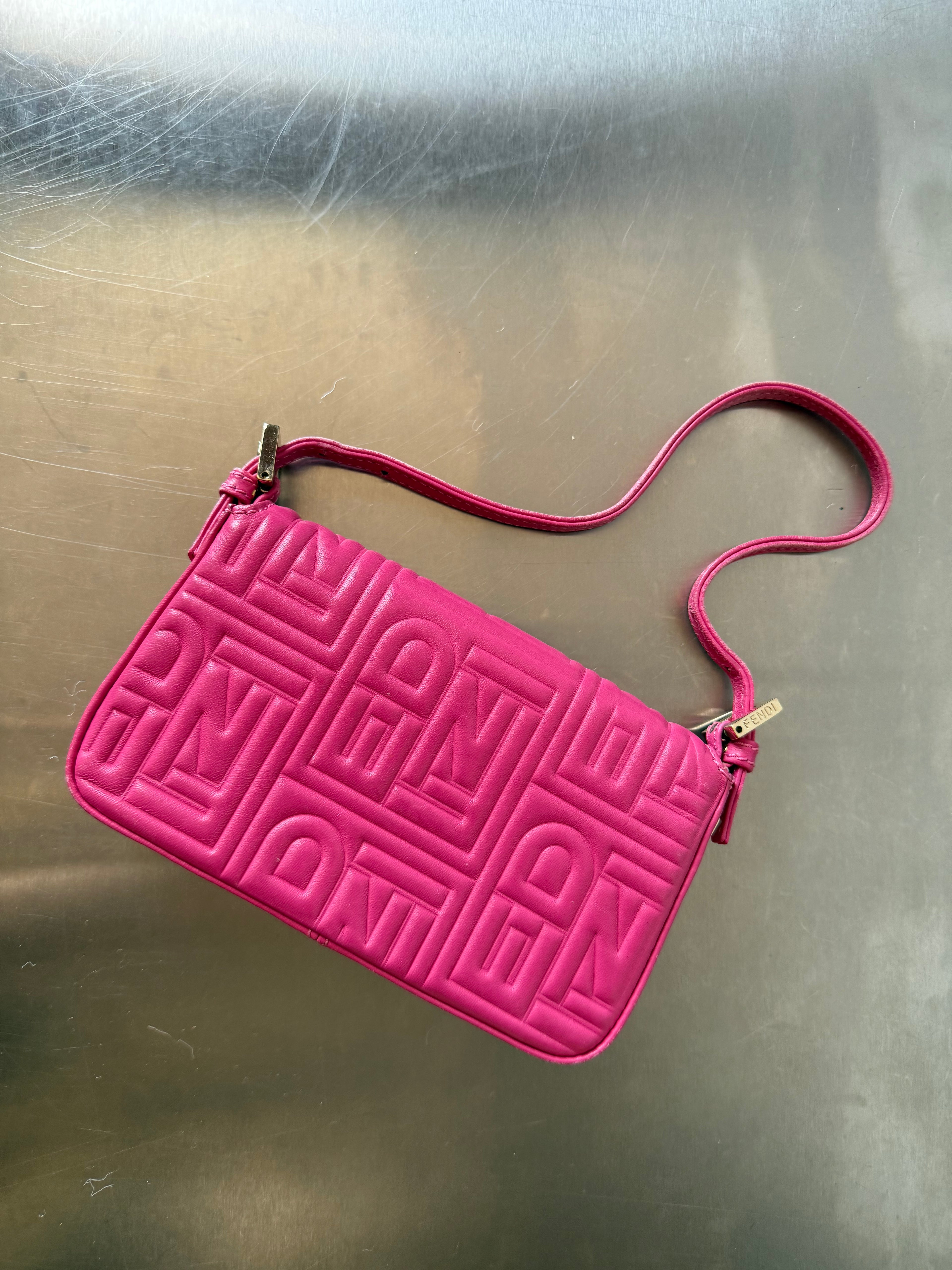 FENDI PINK NAPPA MINI BAGUETTE