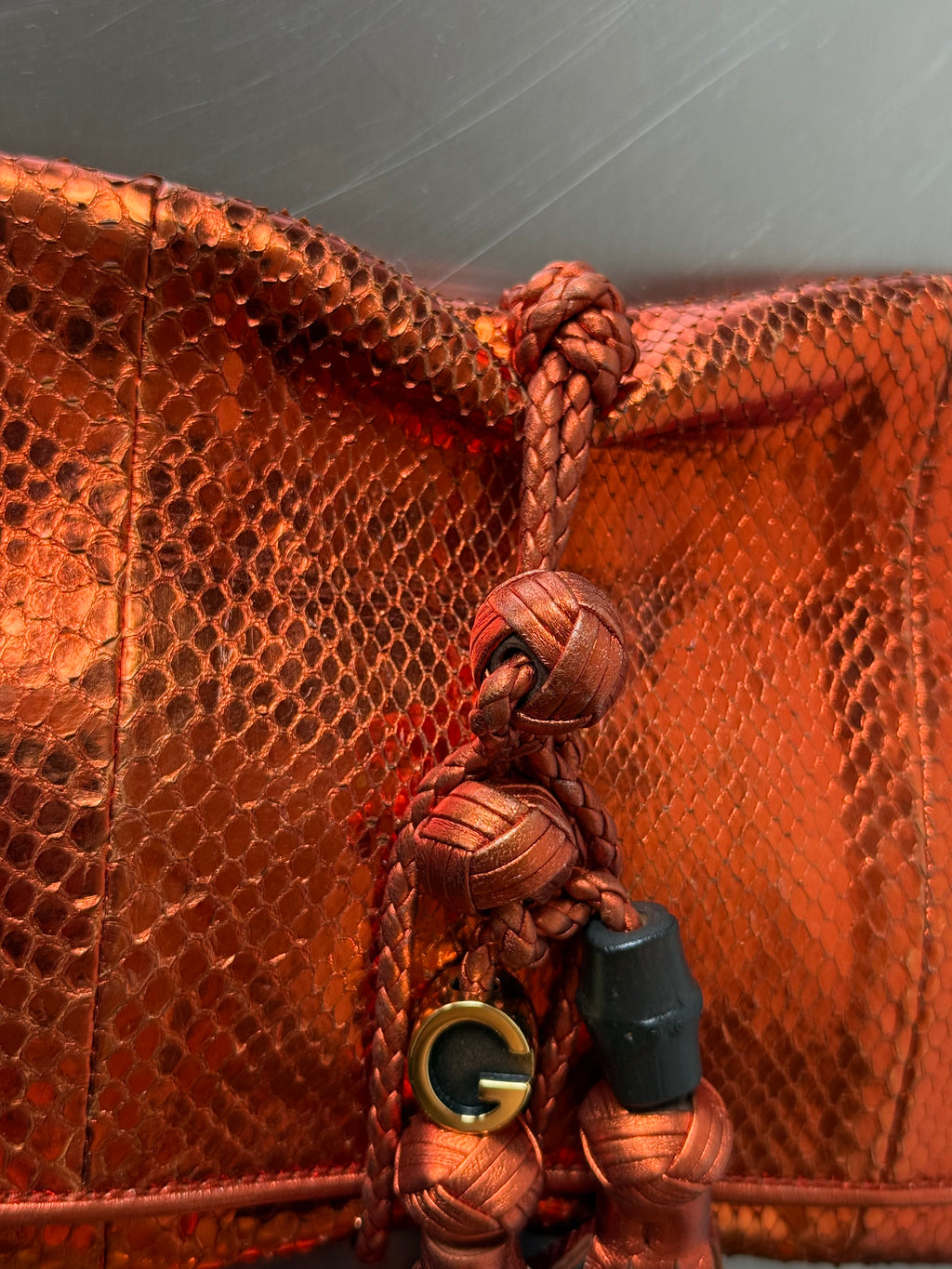 GUCCI METALLIC ORANGE CLUTCH