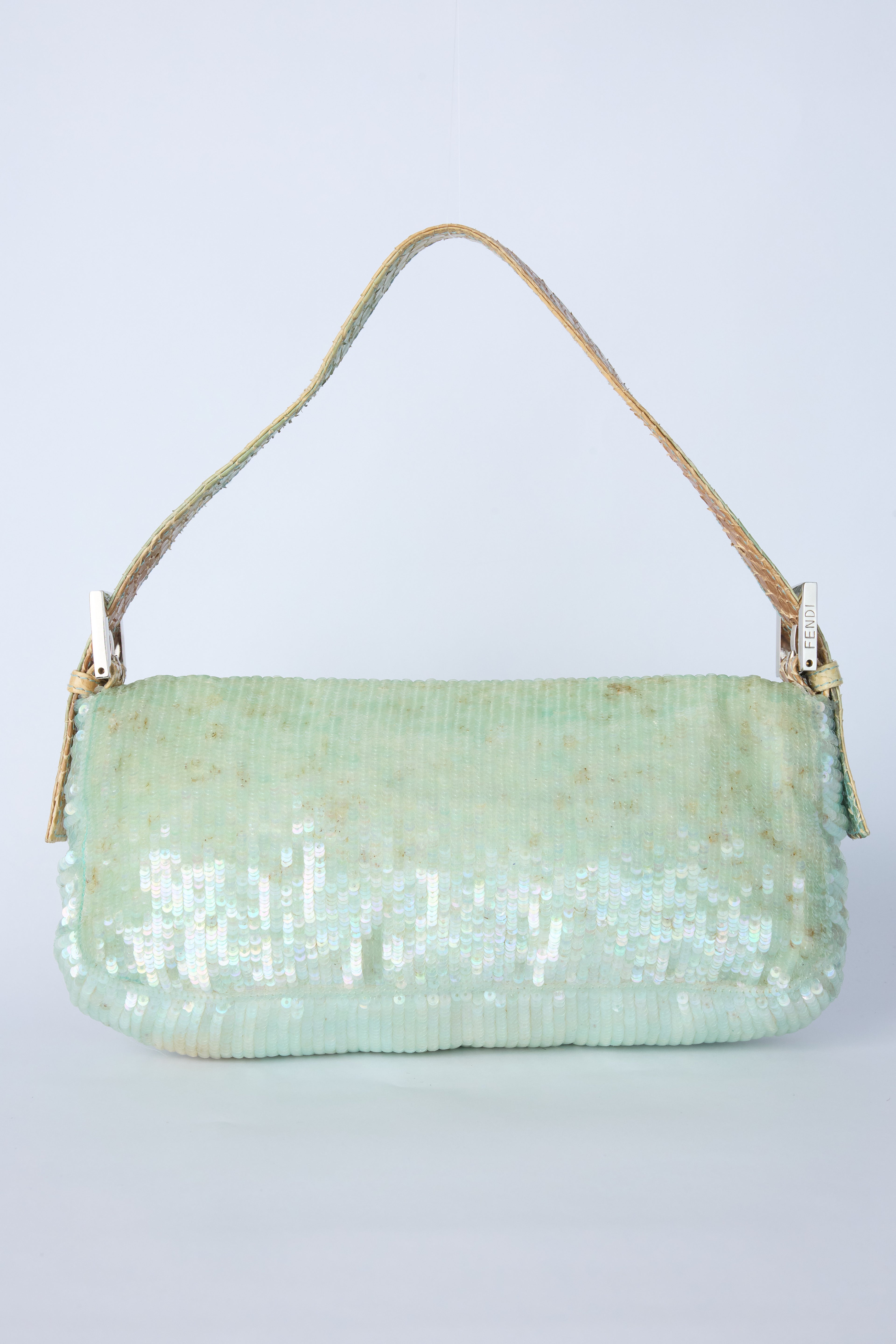 FENDI TEAL SEQUIN BAGUETTE
