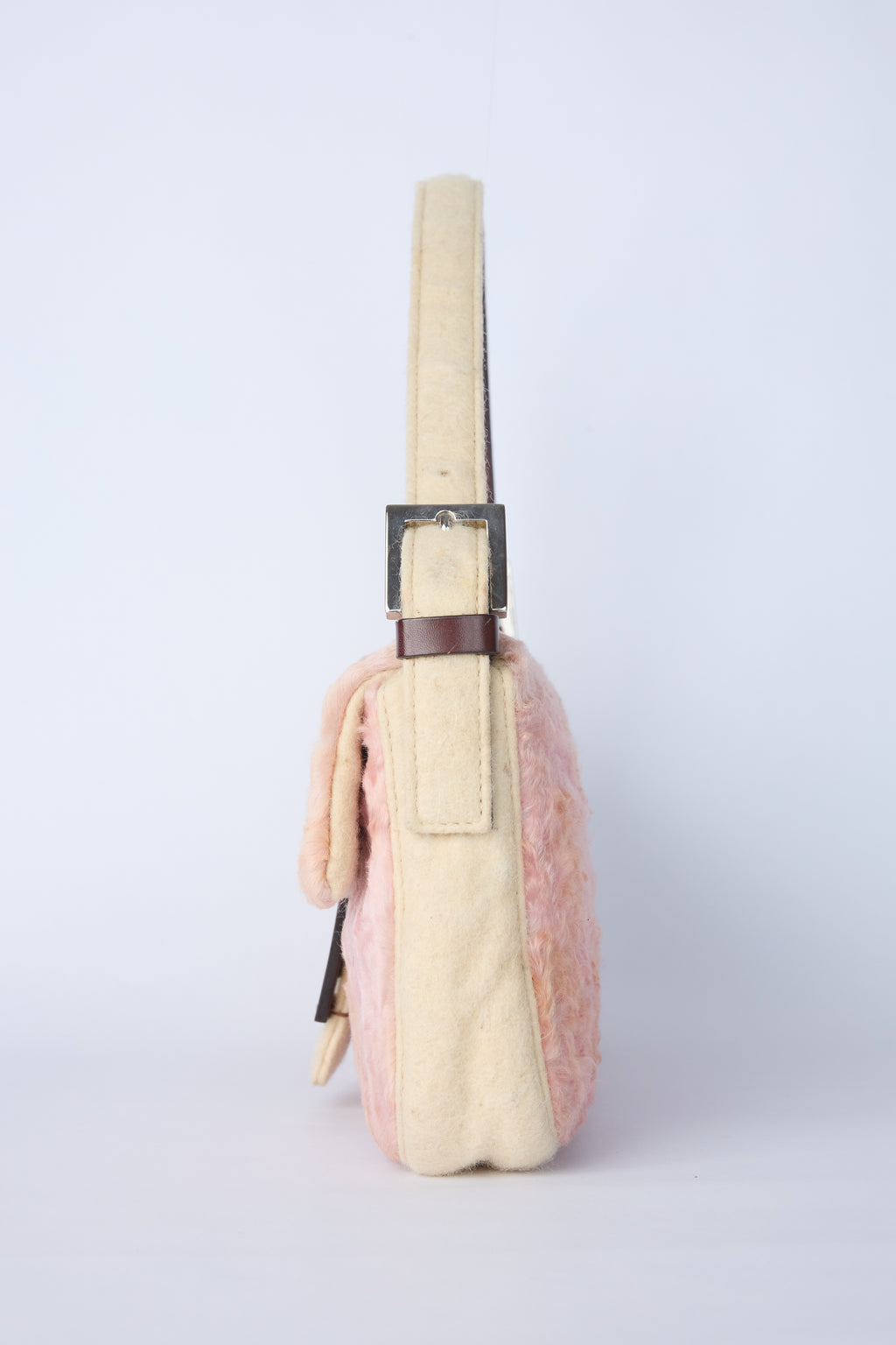 FENDI PINK & BEIGE PERSIAN LAMB BAGUETTE