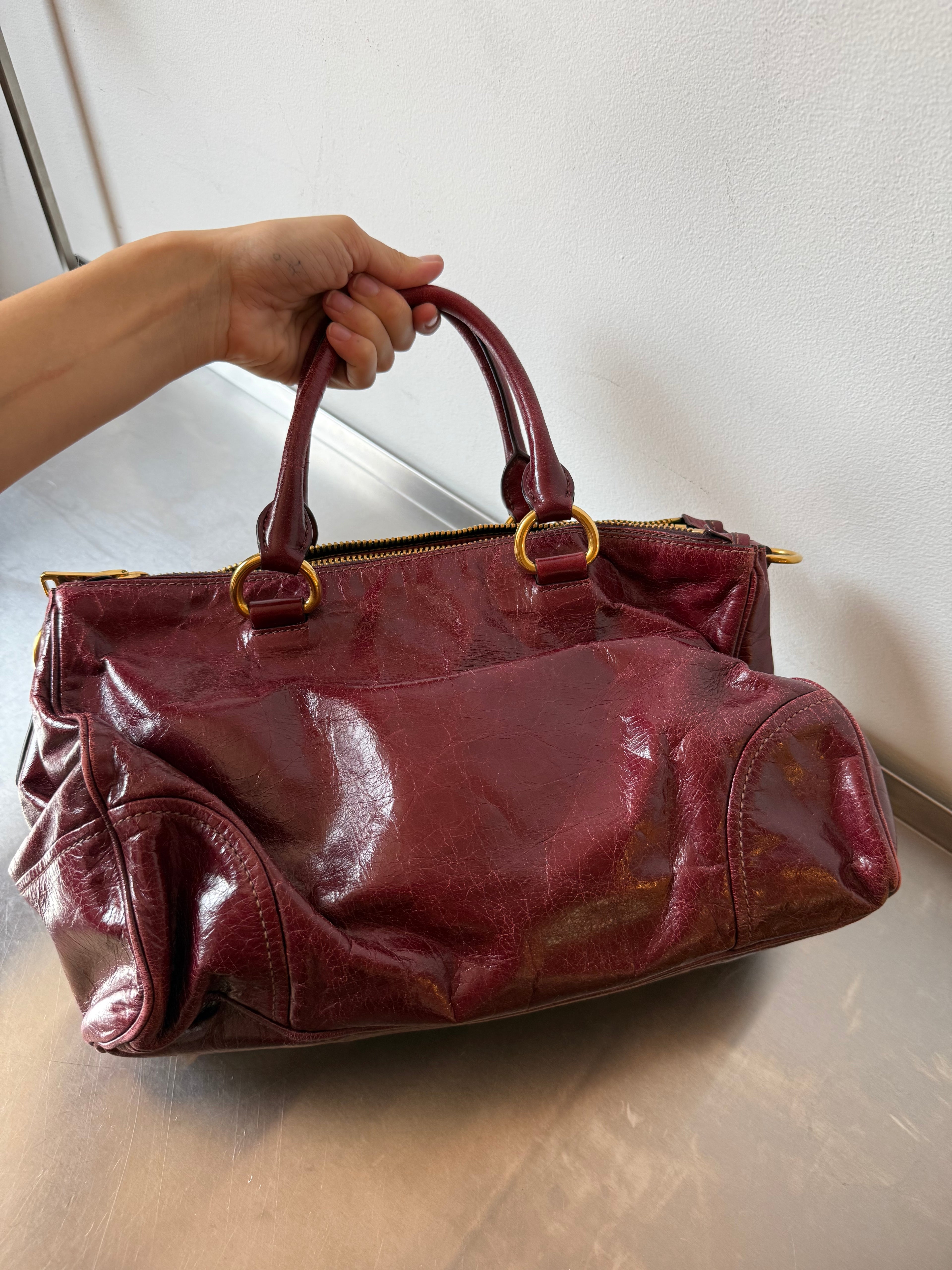 MIU MIU RED DOUBLE ZIPPER VITELLO BAG