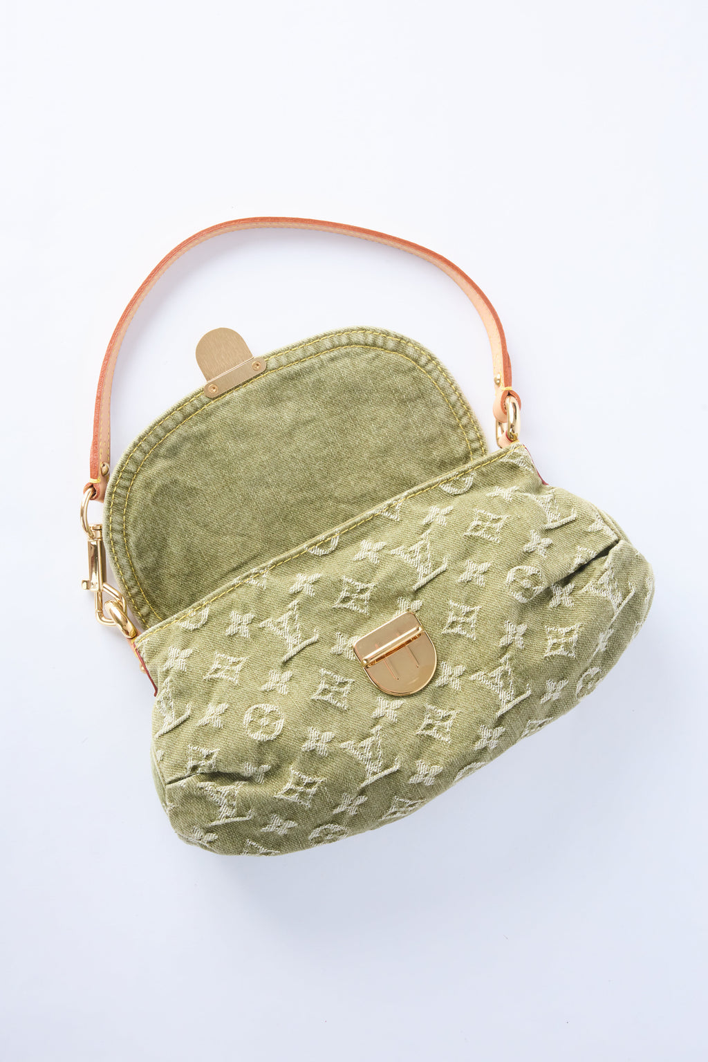 LOUIS VUITTON LICHEN GREEN DENIM PLEATY