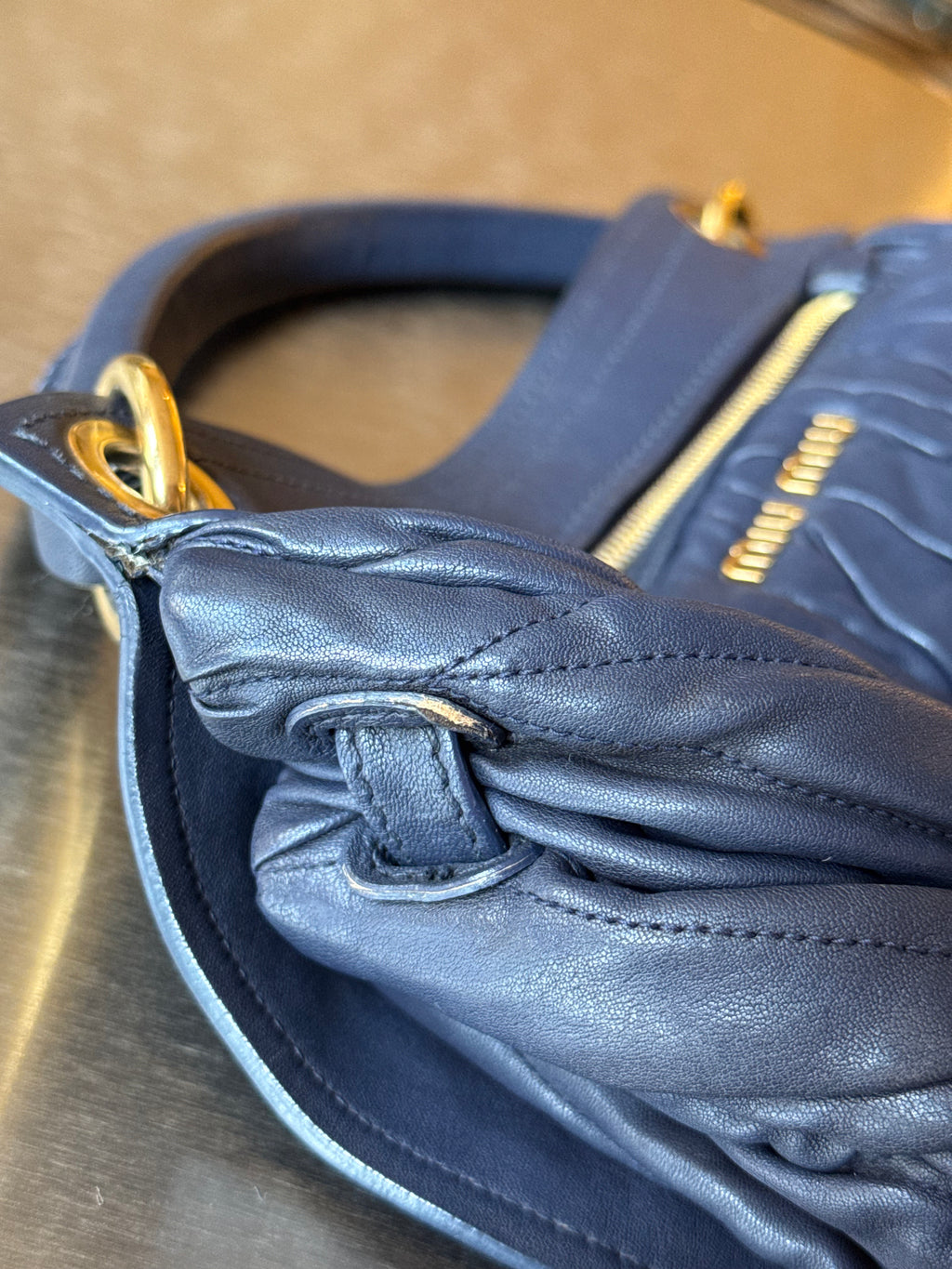 MIU MIU BLUE COFFER BAG