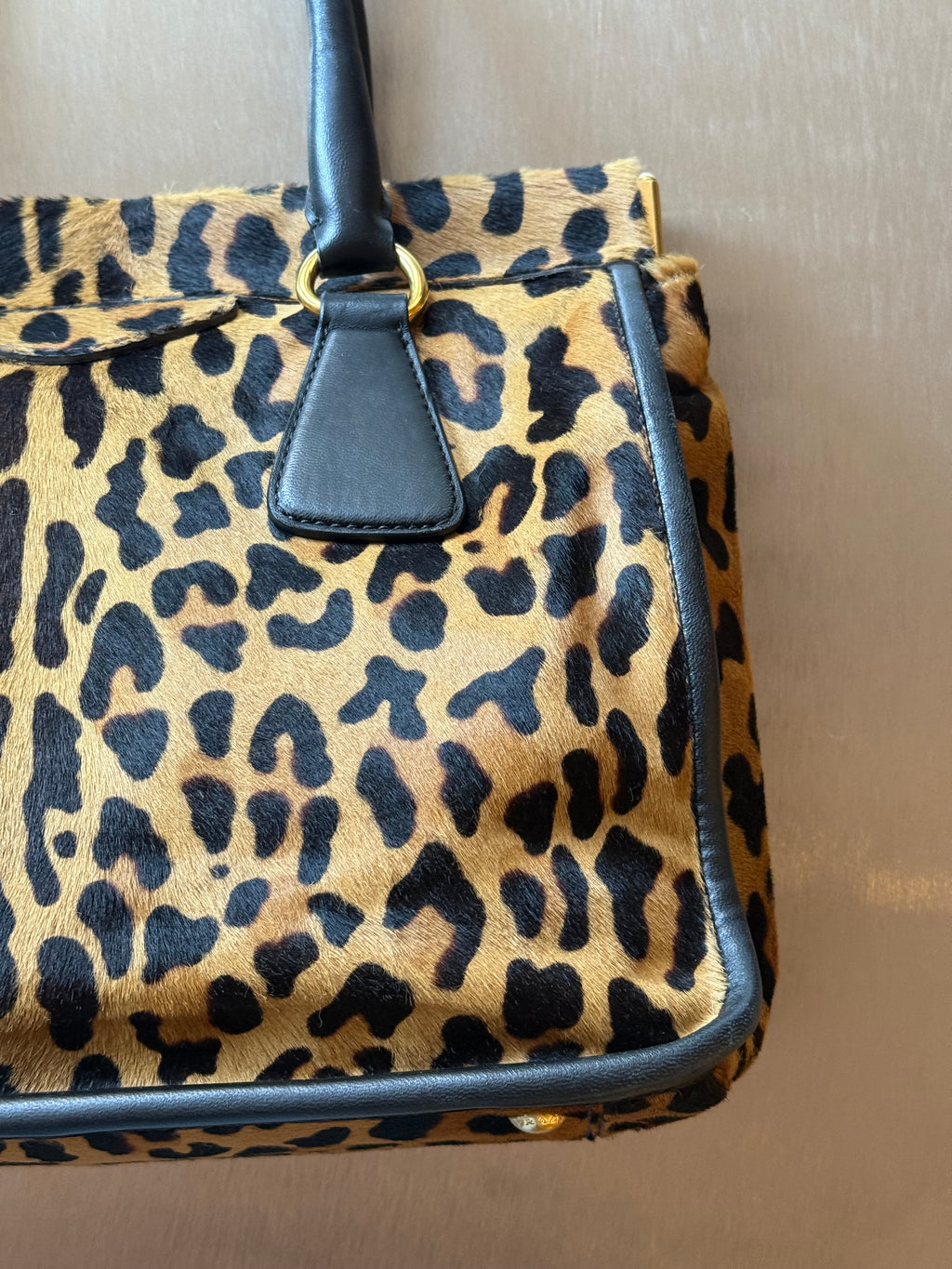 PRADA LEOPARD-PONYHAIR FRAME BAG