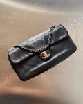 CHANEL BLACK PERFORATED BASEBALL SPIRIT MEDIUM FLAP