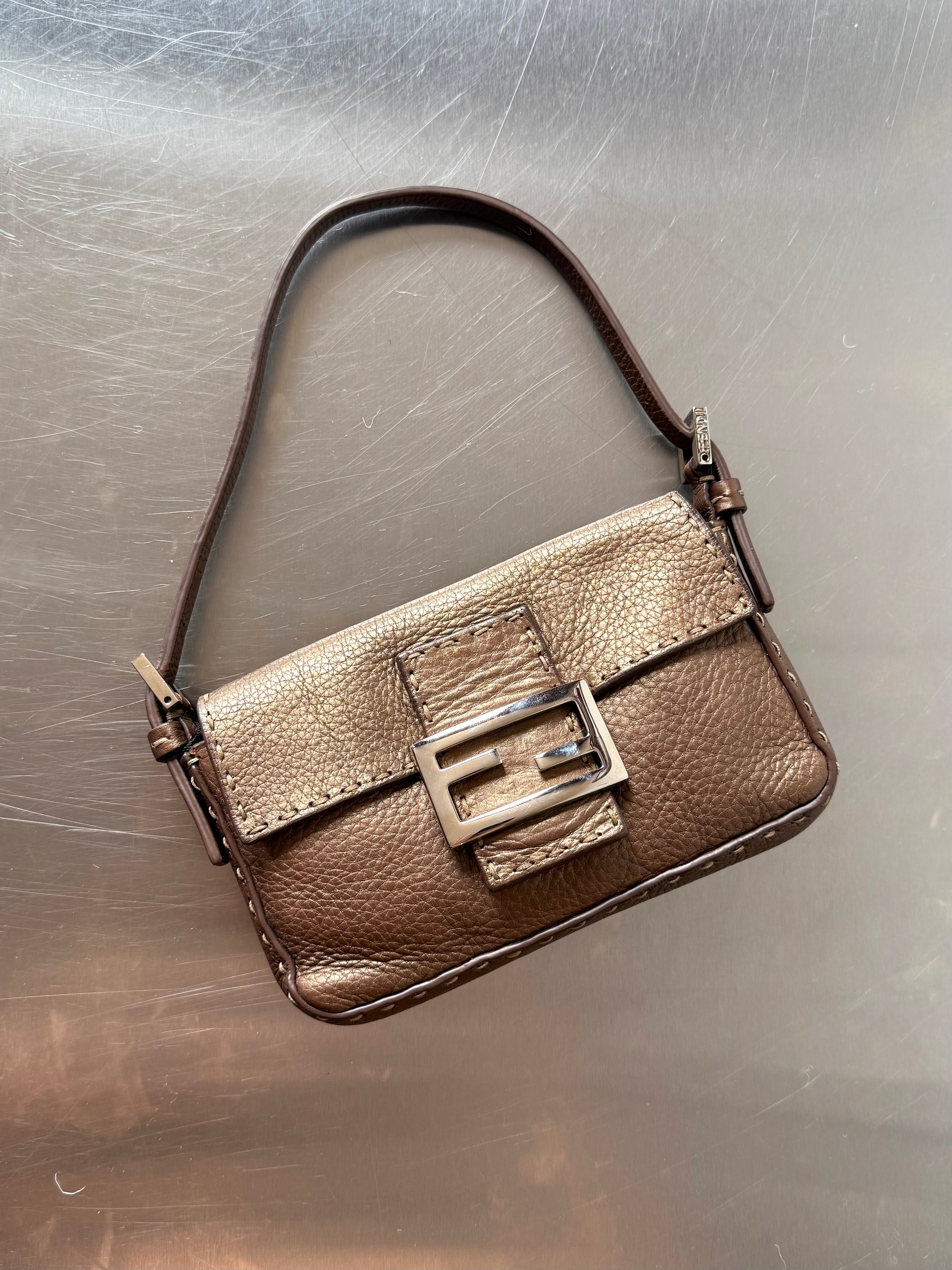 FENDI BROWN SELLERIA MINI BAGUETTE