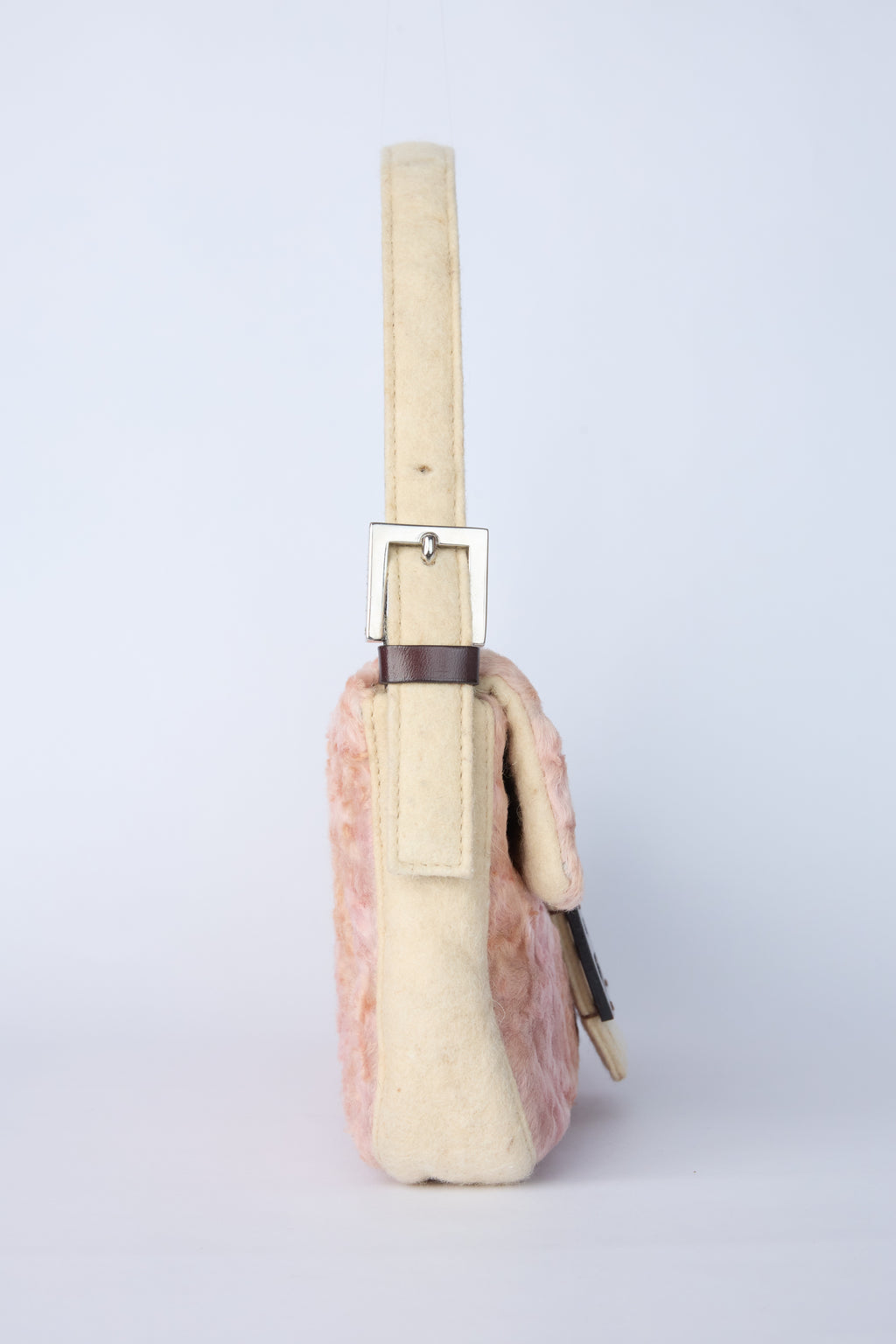 FENDI PINK & BEIGE PERSIAN LAMB BAGUETTE