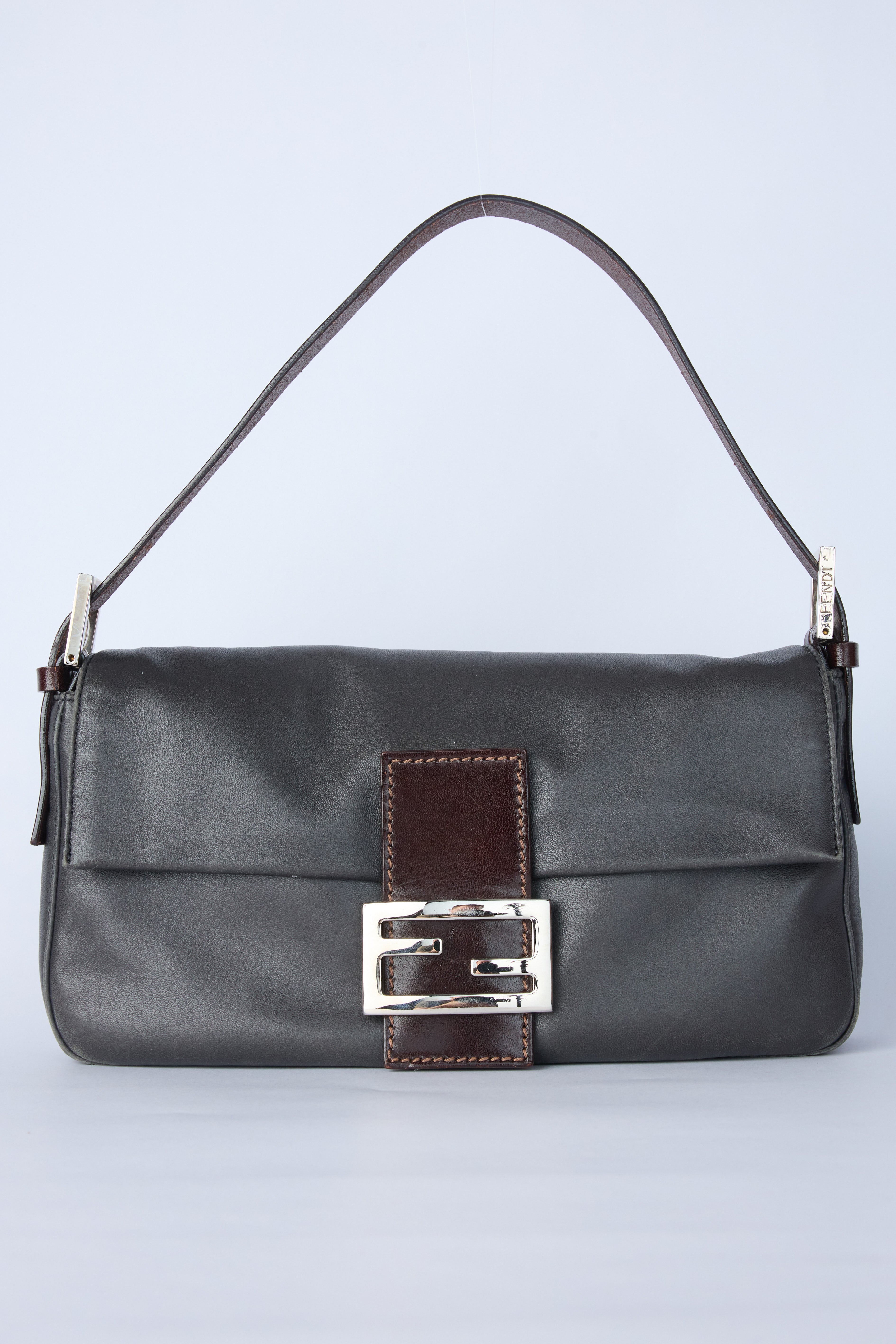 FENDI BLACK LEATHER BAGUETTE
