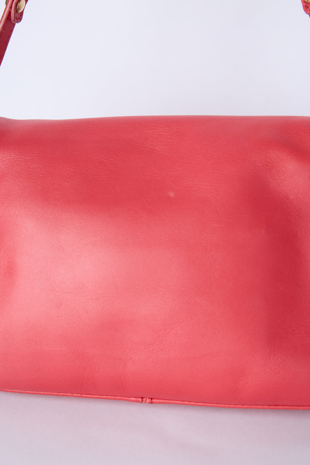 FENDI RED & GOLD CHAIN MINI MAMMA BAGUETTE
