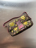 FENDI FLORAL EMBORIDERED ZUCCA BAGUETTE