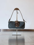 FENDI DENIM & PYTHON MINI BAGUETTE