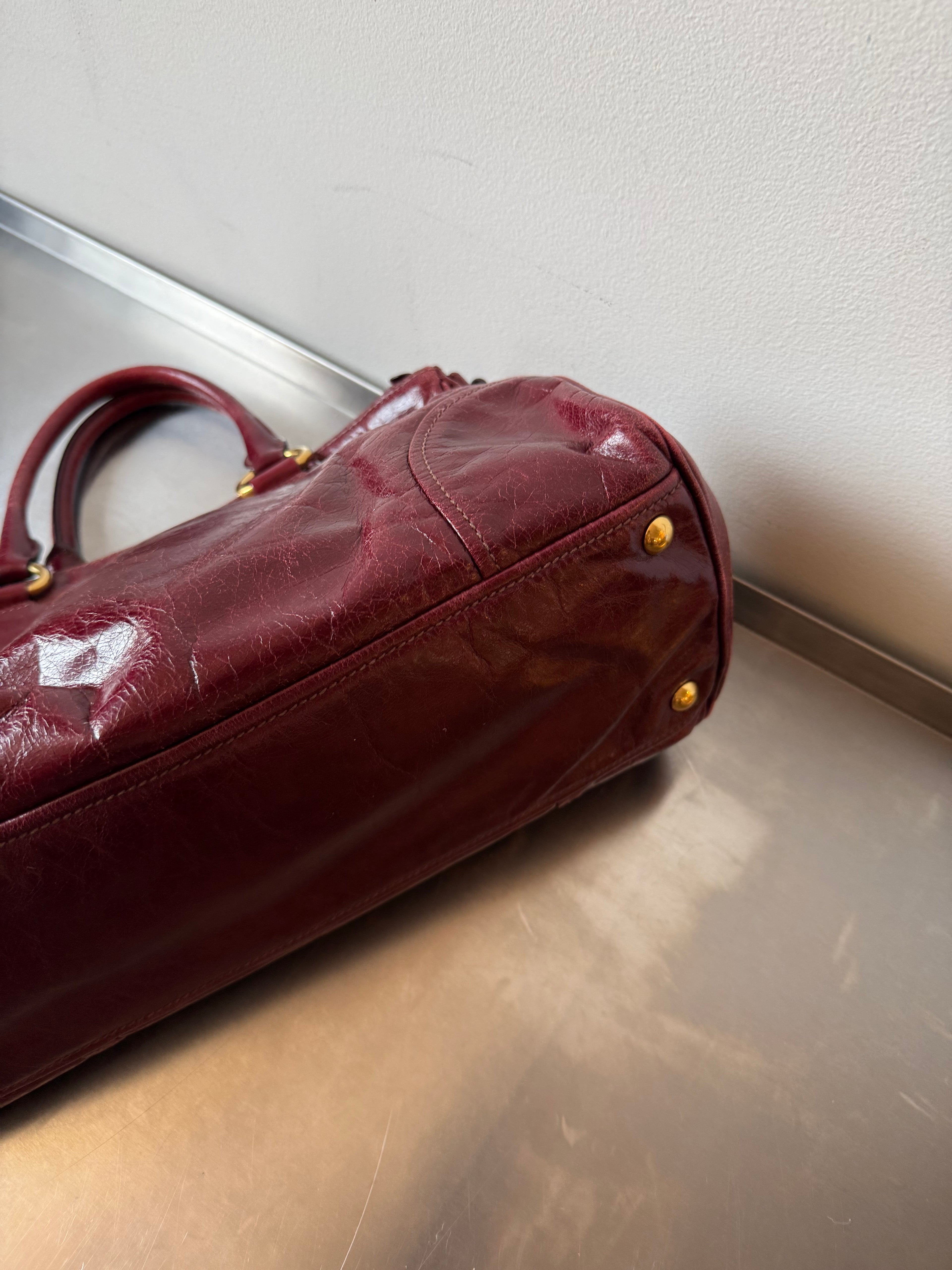 MIU MIU RED DOUBLE ZIPPER VITELLO BAG