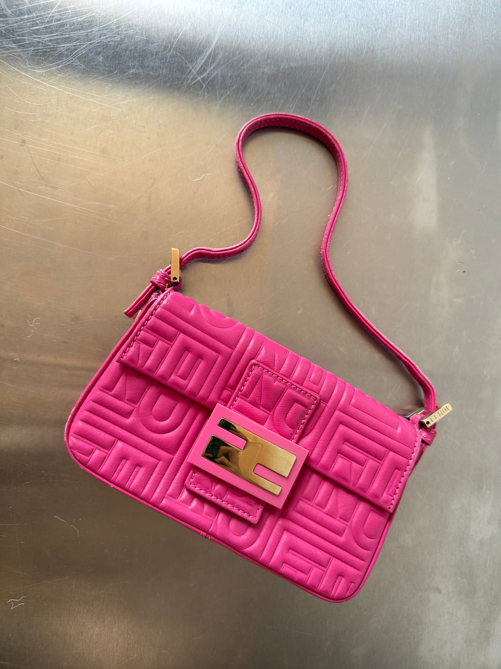 FENDI PINK NAPPA MINI BAGUETTE
