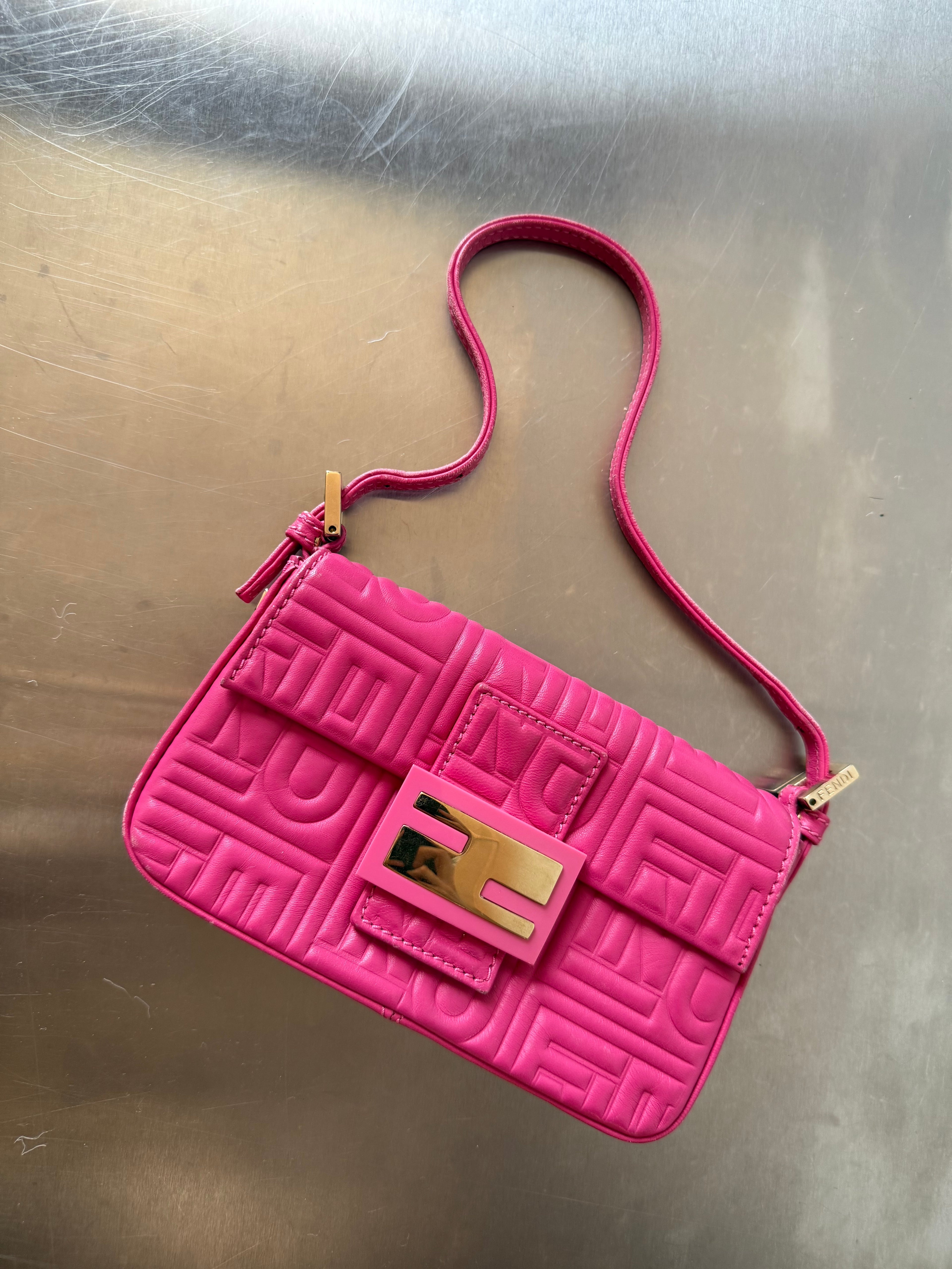 FENDI PINK NAPPA MINI BAGUETTE