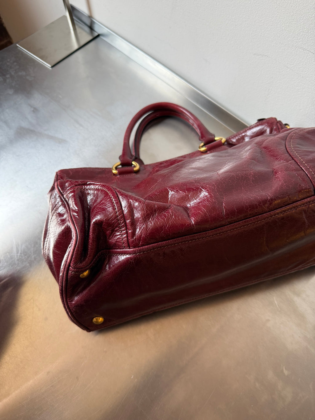 MIU MIU RED DOUBLE ZIPPER VITELLO BAG