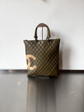 CHANEL KHAKI LIGNE CAMBON TOTE