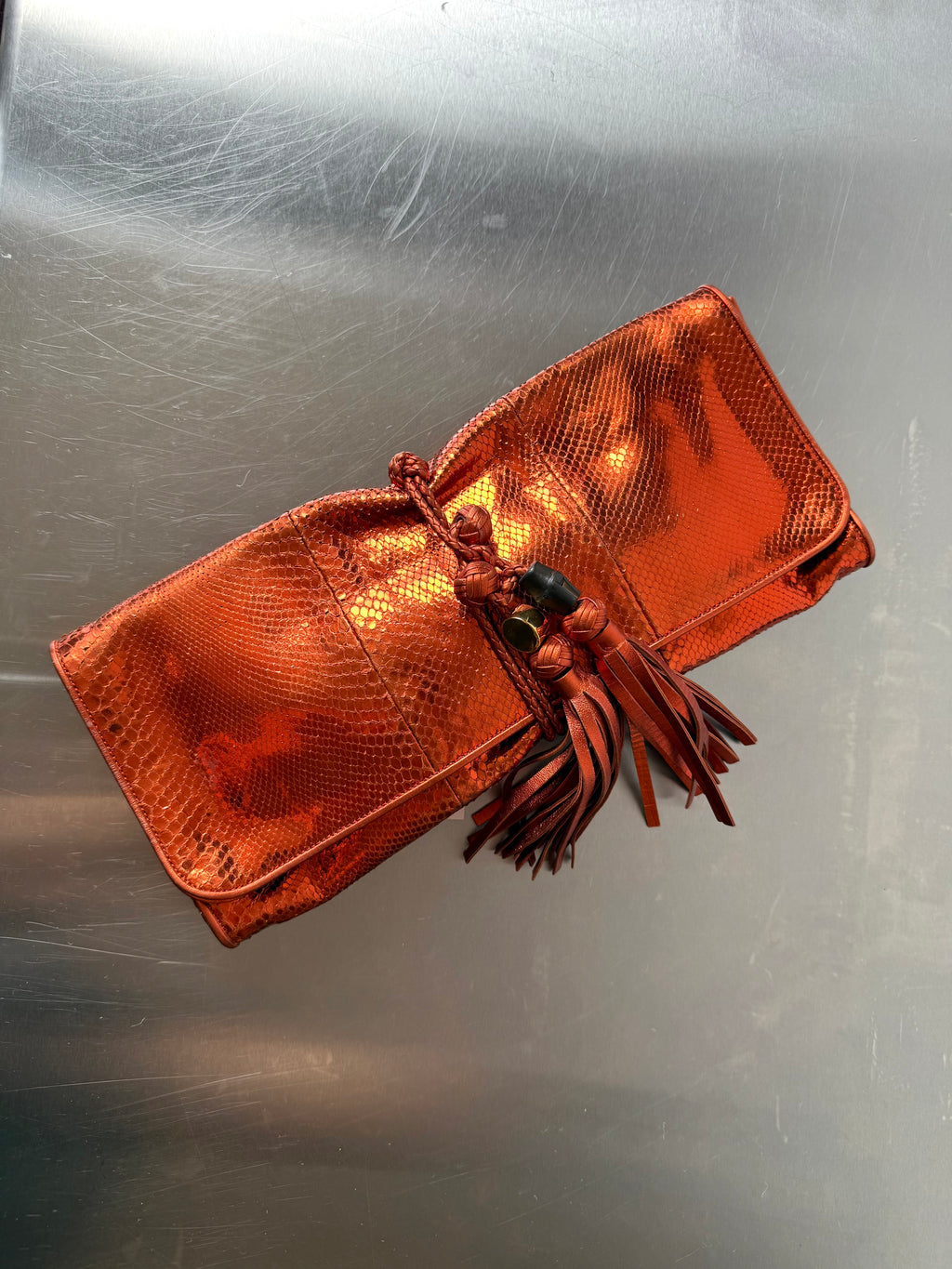 GUCCI METALLIC ORANGE CLUTCH