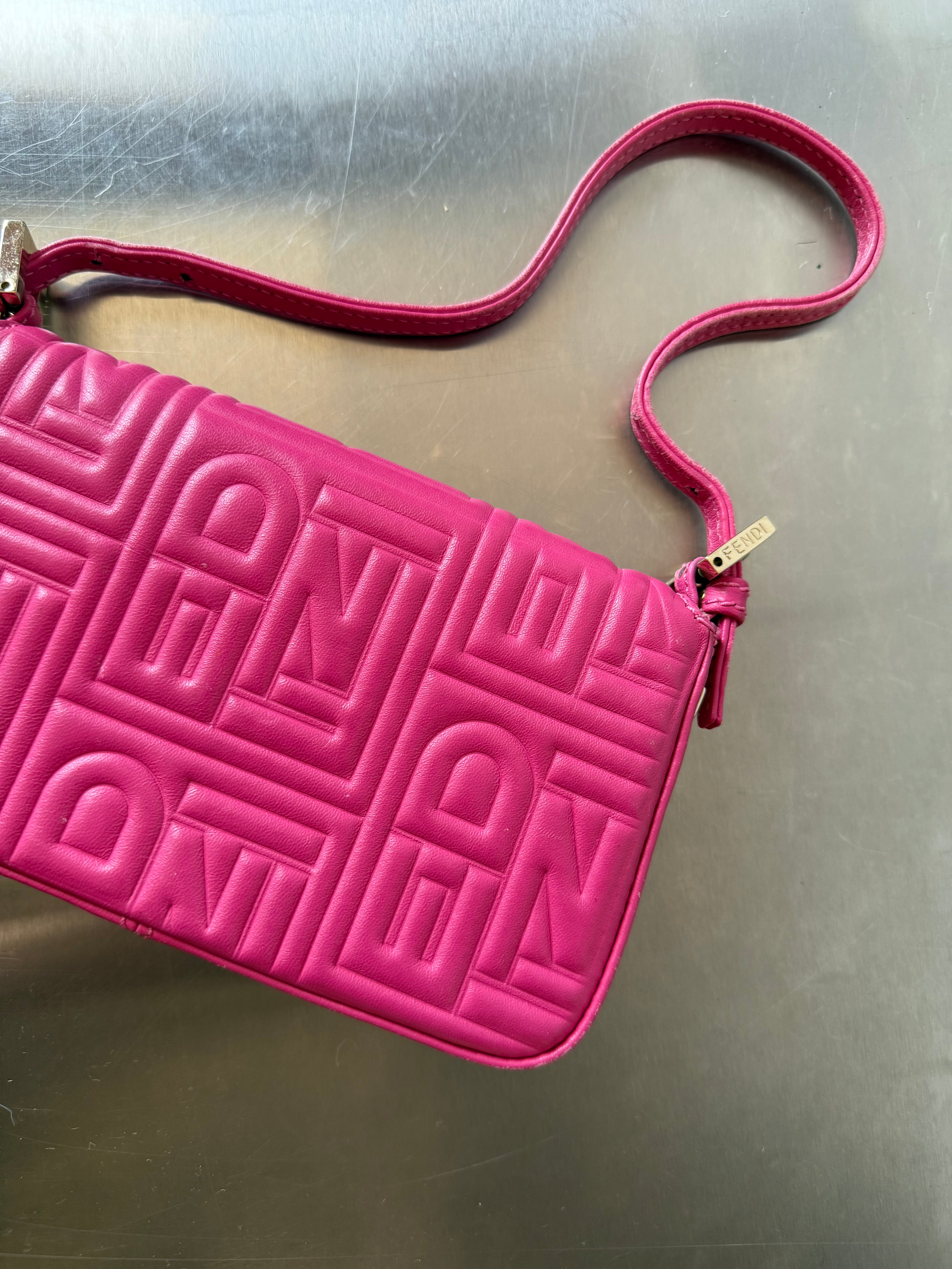 FENDI PINK NAPPA MINI BAGUETTE