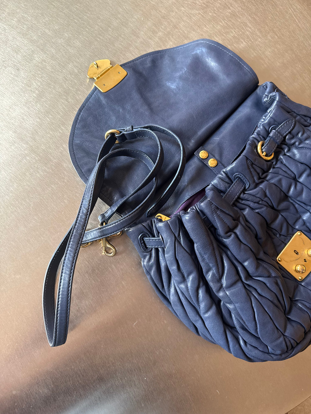 MIU MIU BLUE COFFER BAG