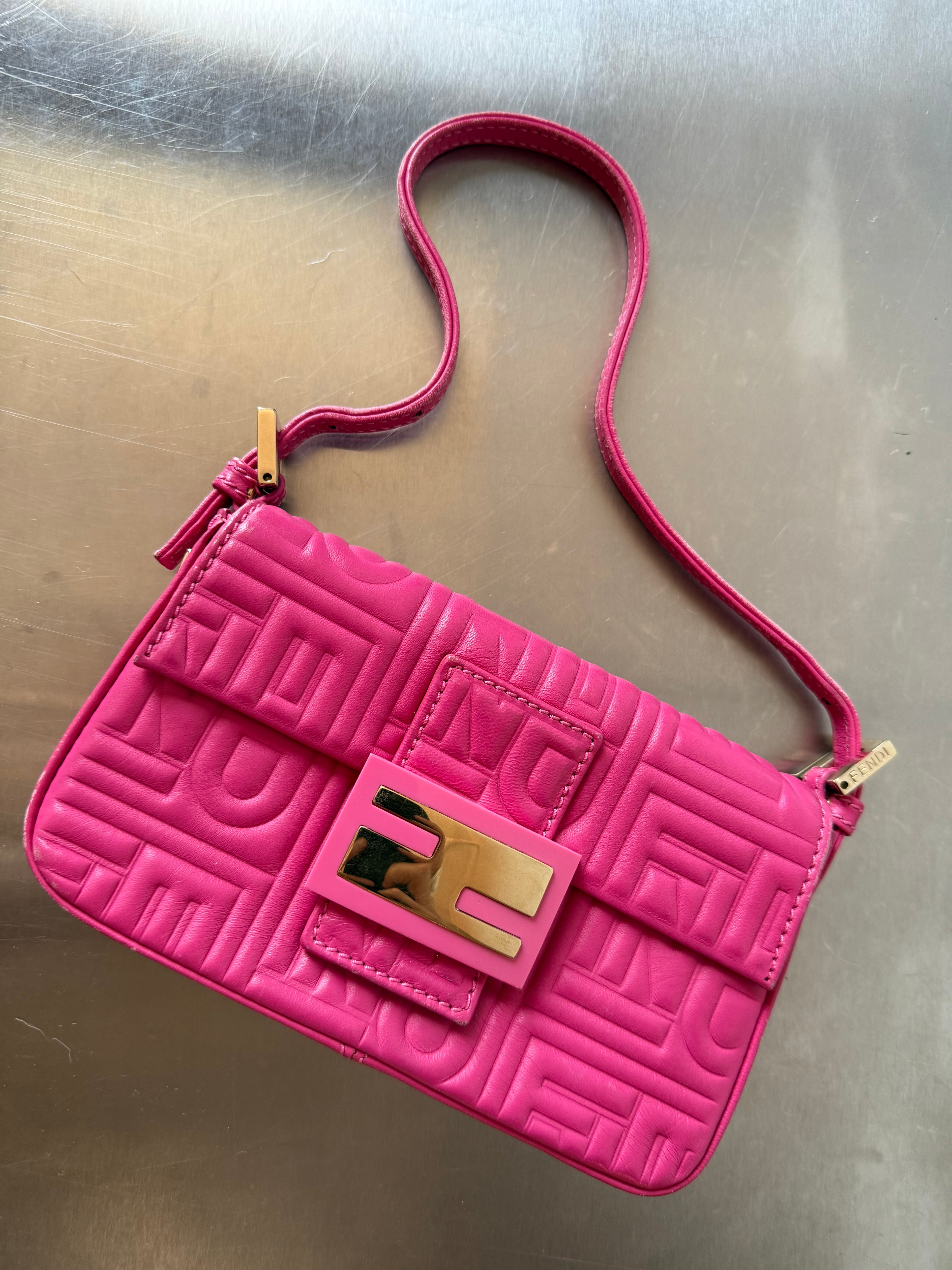 FENDI PINK NAPPA MINI BAGUETTE