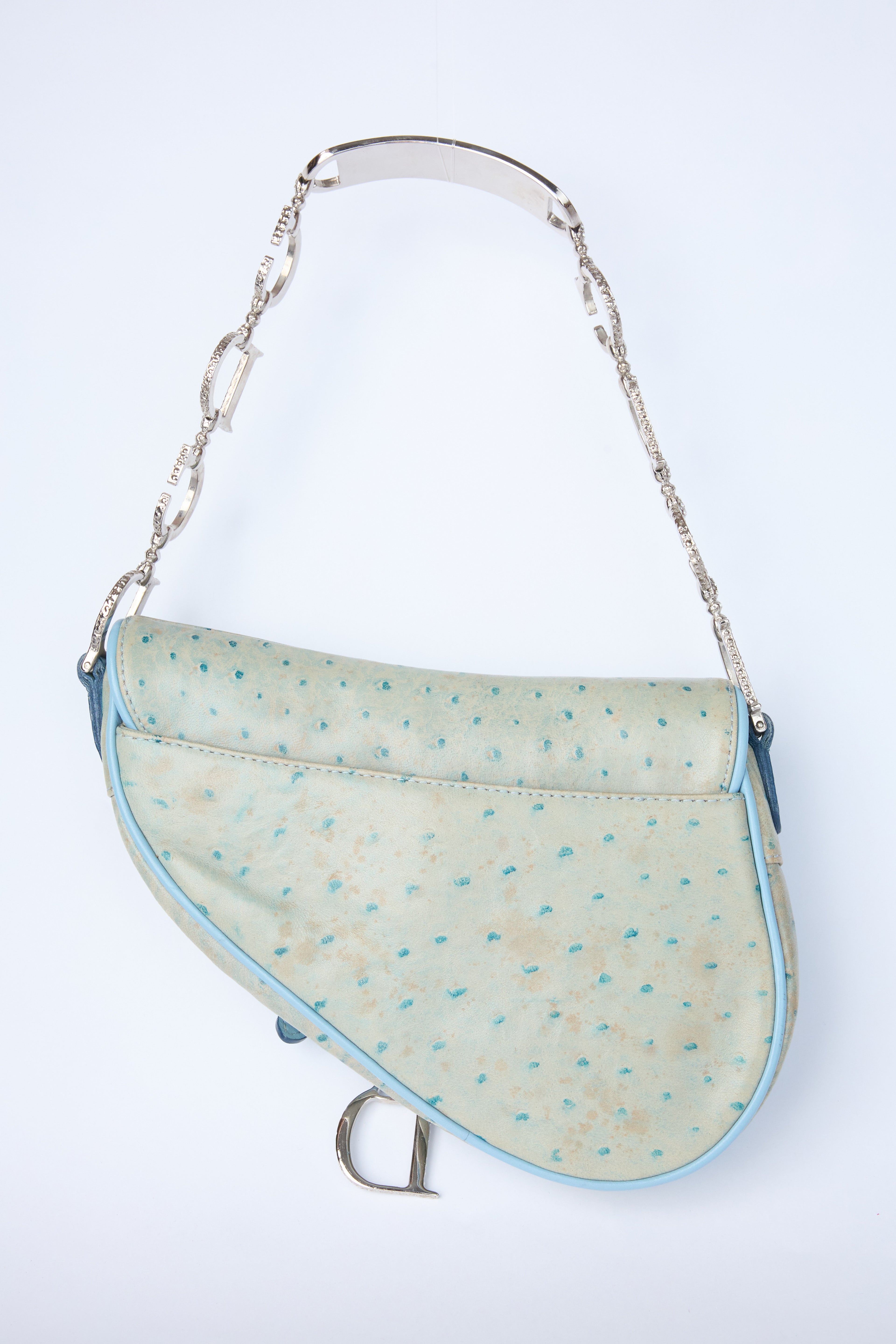 DIOR MINI OSTRICH CRYSTAL SADDLE