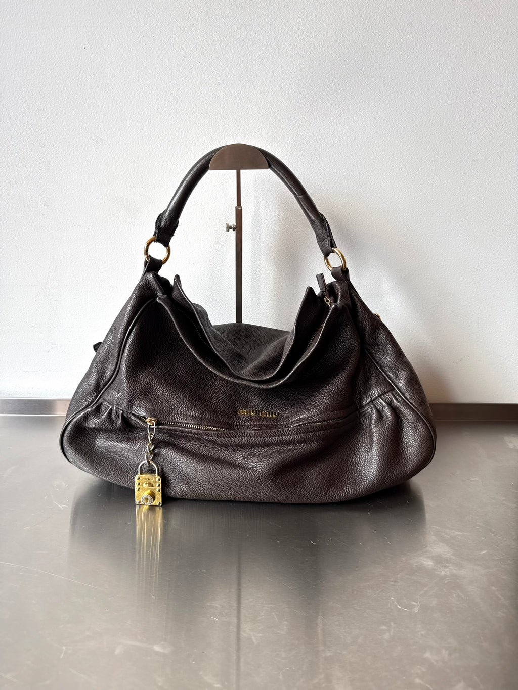 MIU MIU BROWN LOCK BAG