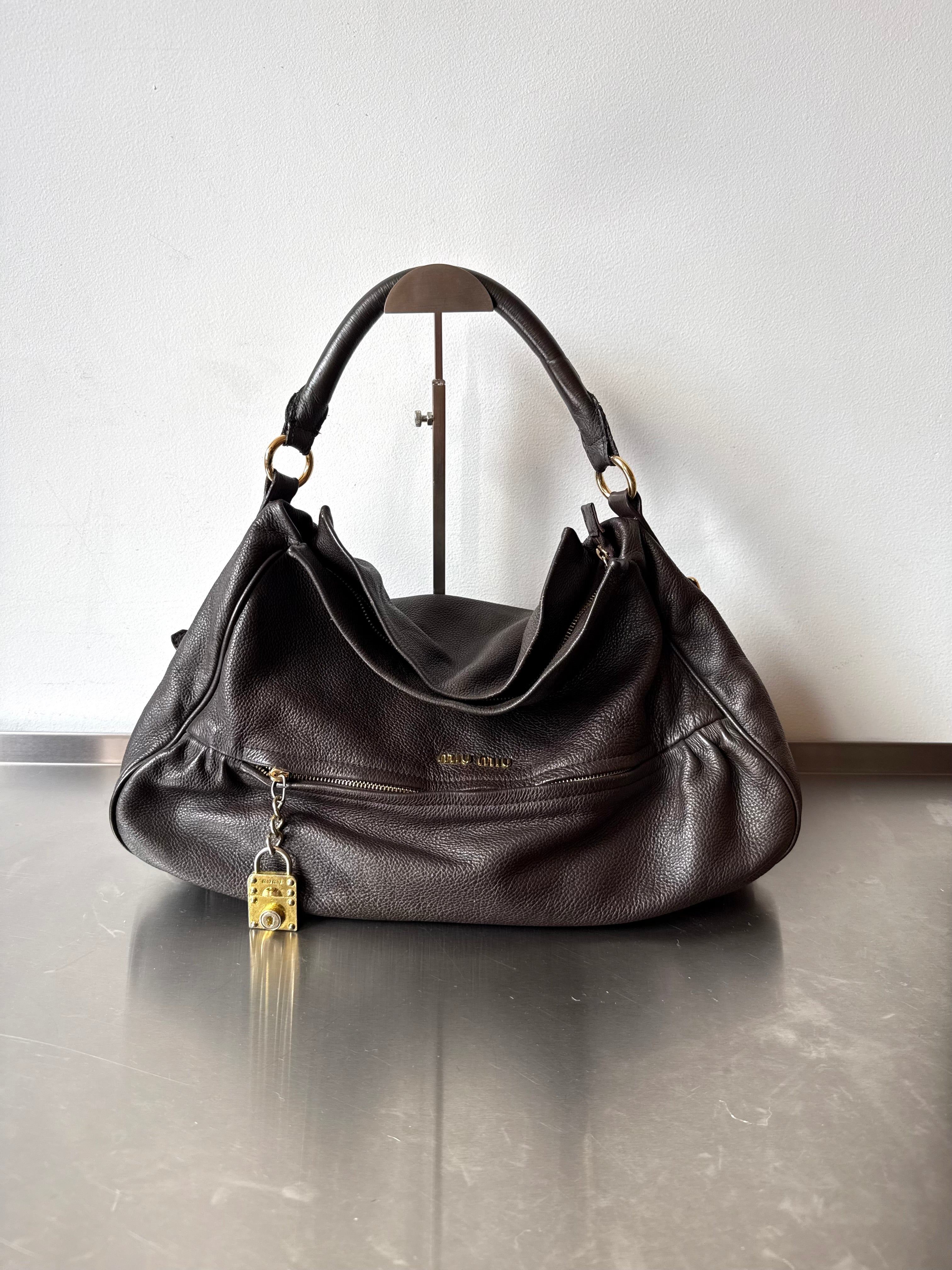 MIU MIU BROWN LOCK BAG