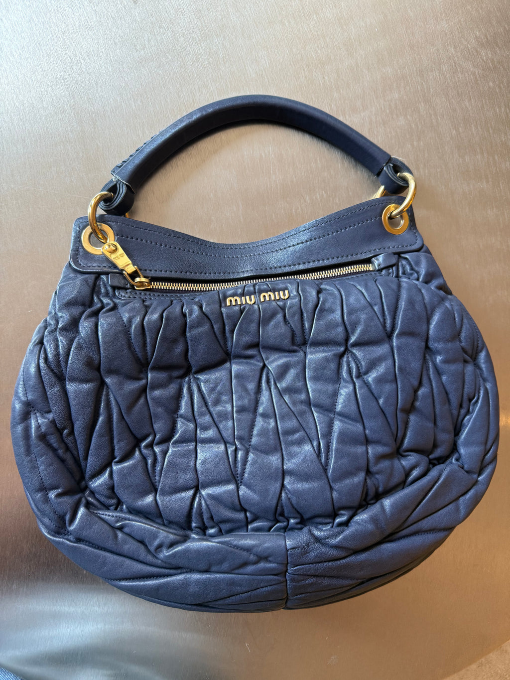MIU MIU BLUE COFFER BAG