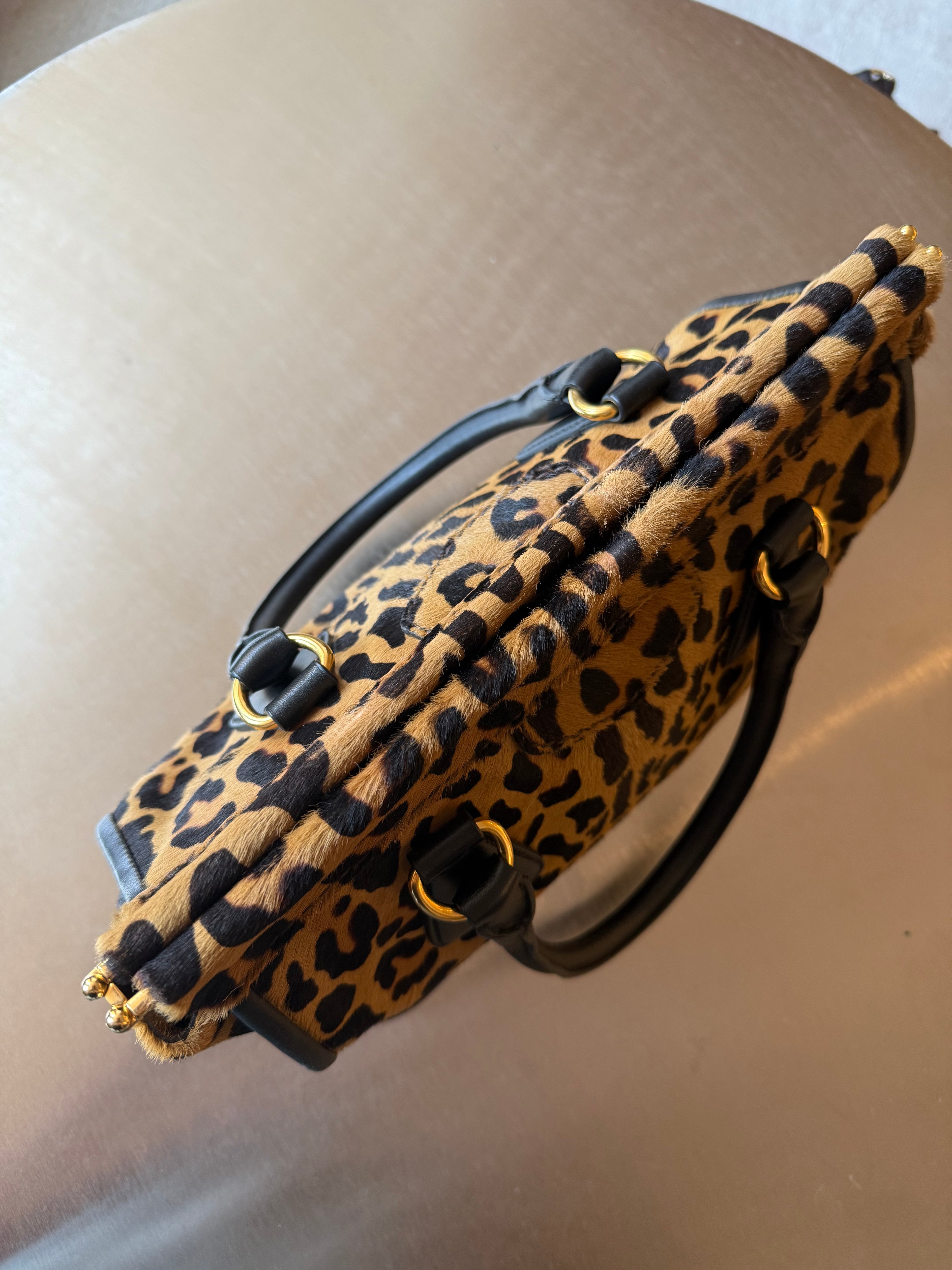 PRADA LEOPARD-PONYHAIR FRAME BAG