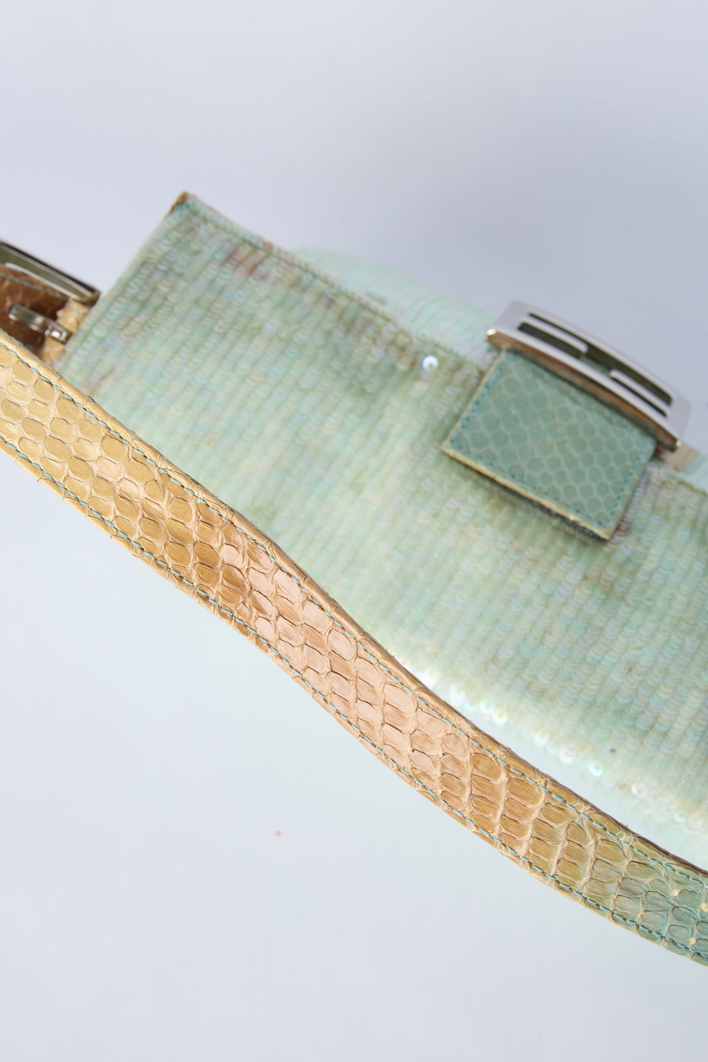 FENDI TEAL SEQUIN BAGUETTE