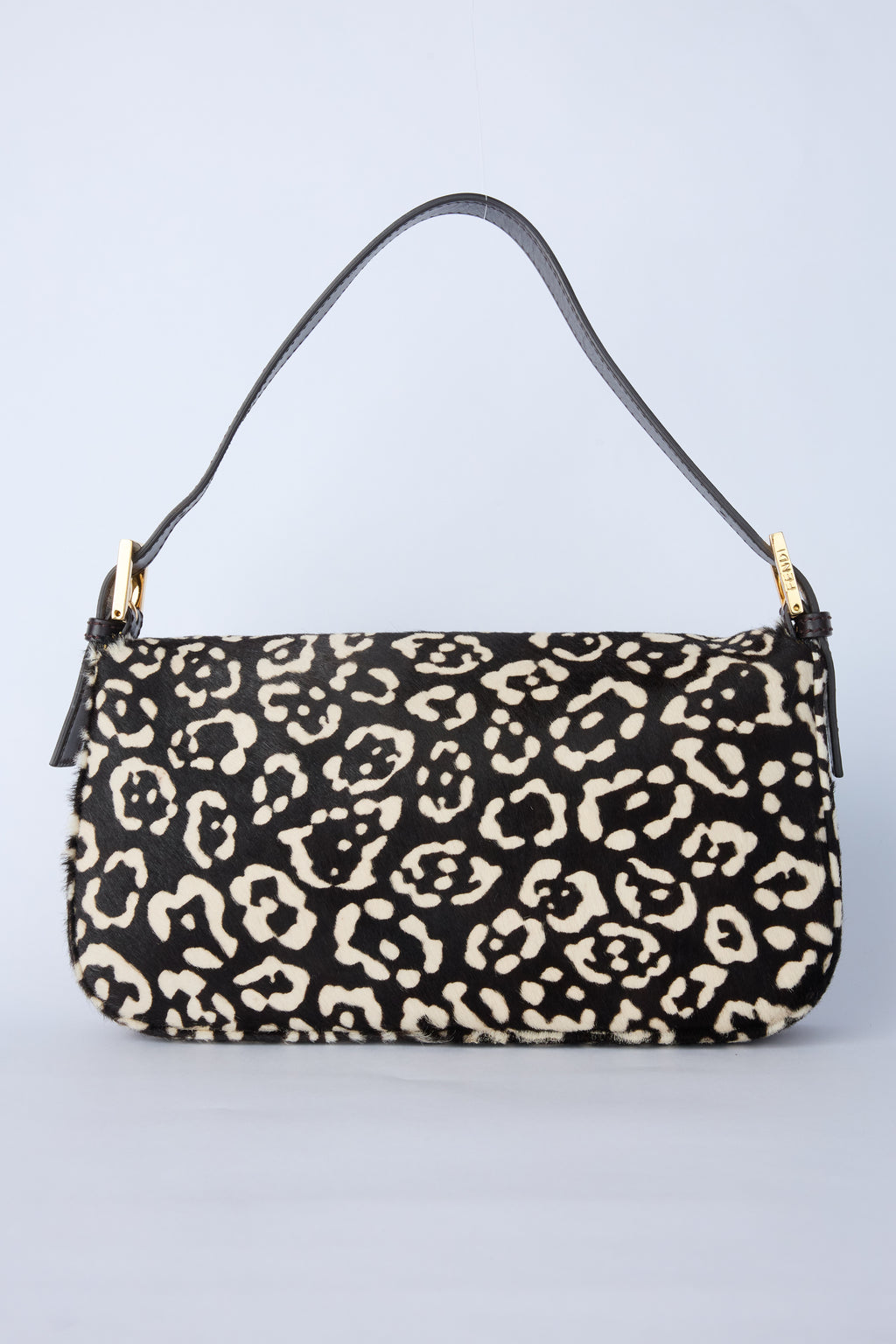 FENDI BLACK & WHITE LEOPARD PRINT BAGUETTE