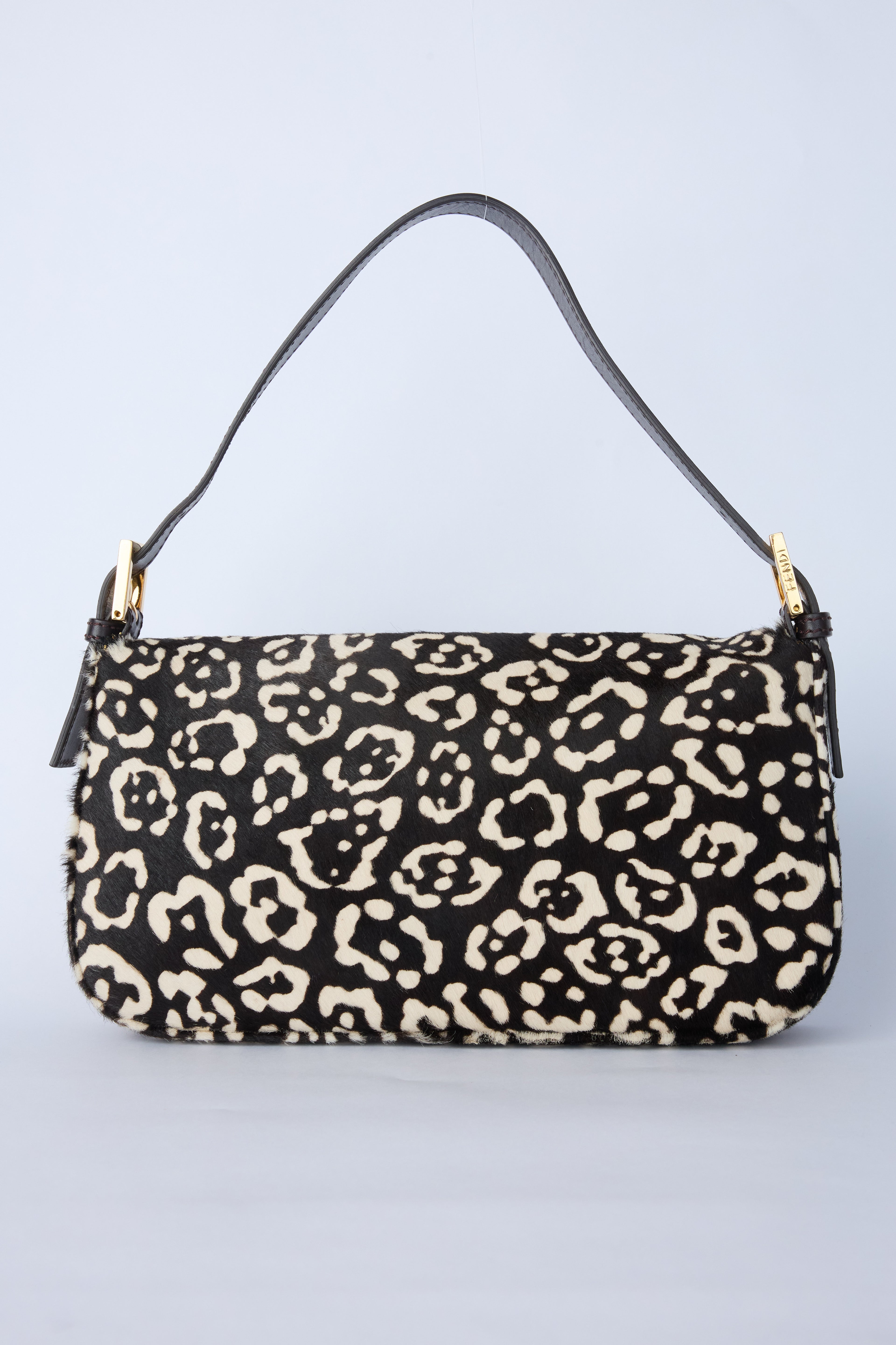 FENDI BLACK & WHITE LEOPARD PRINT BAGUETTE