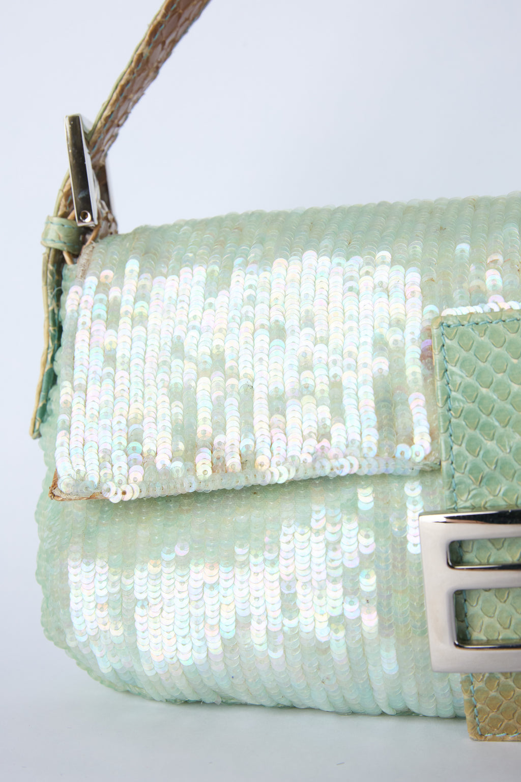 FENDI TEAL SEQUIN BAGUETTE